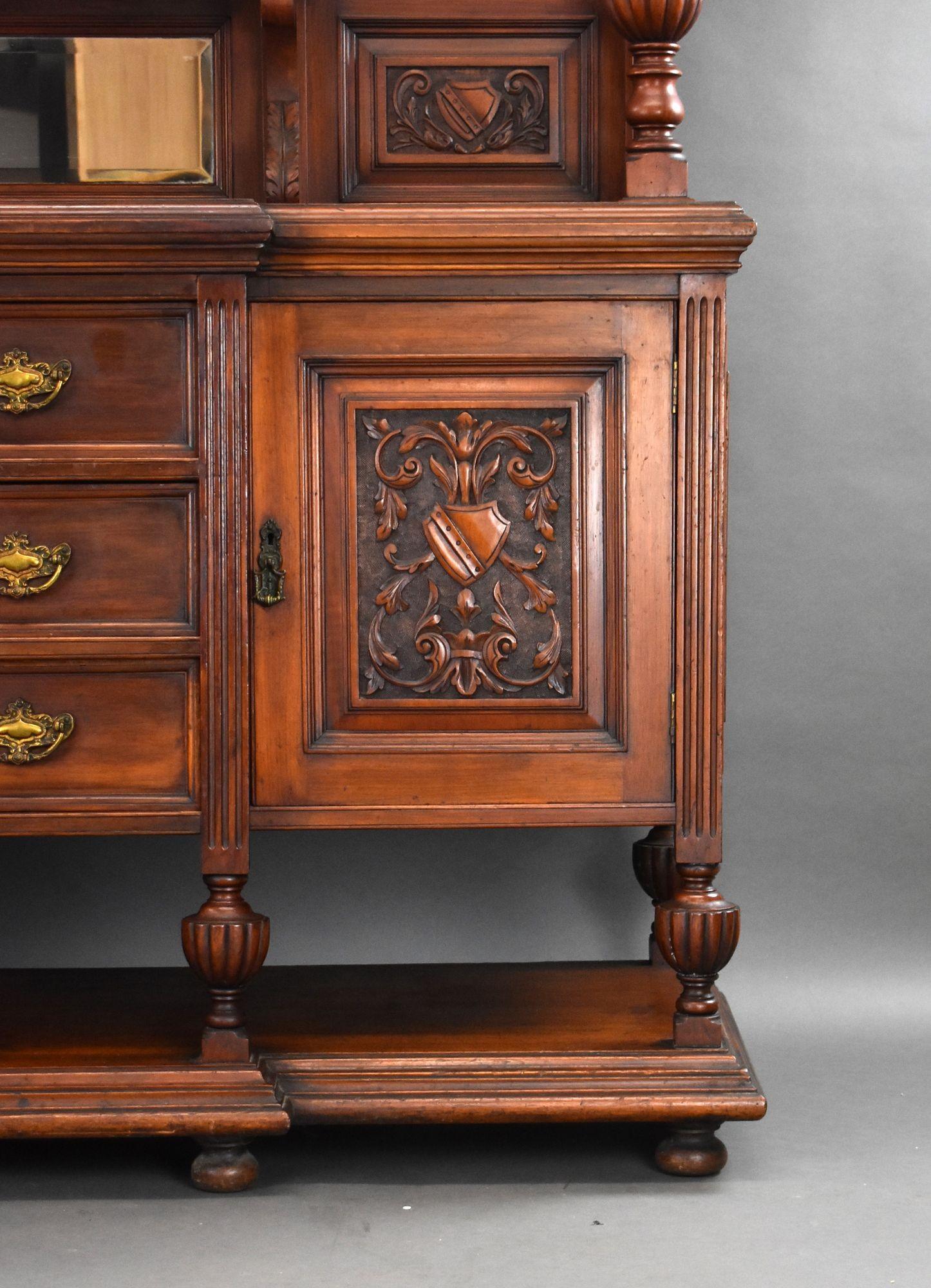 Victorian Walnut Mirror Back Sideboard 1
