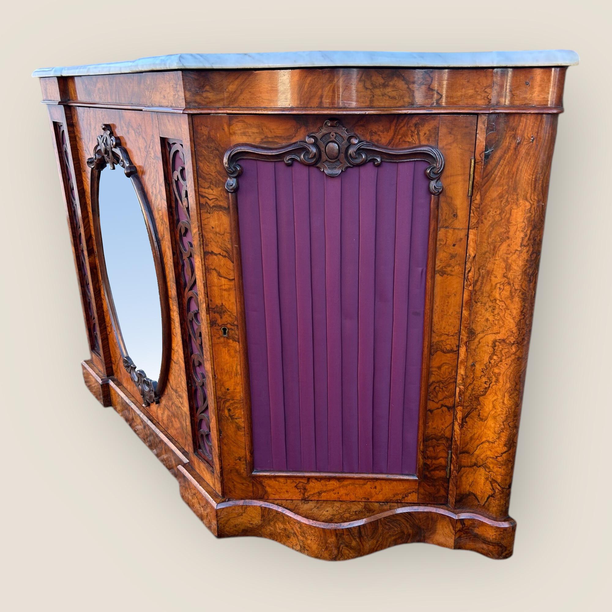 19th Century Victorian Walnut Mirror Backed Sideboard For Sale