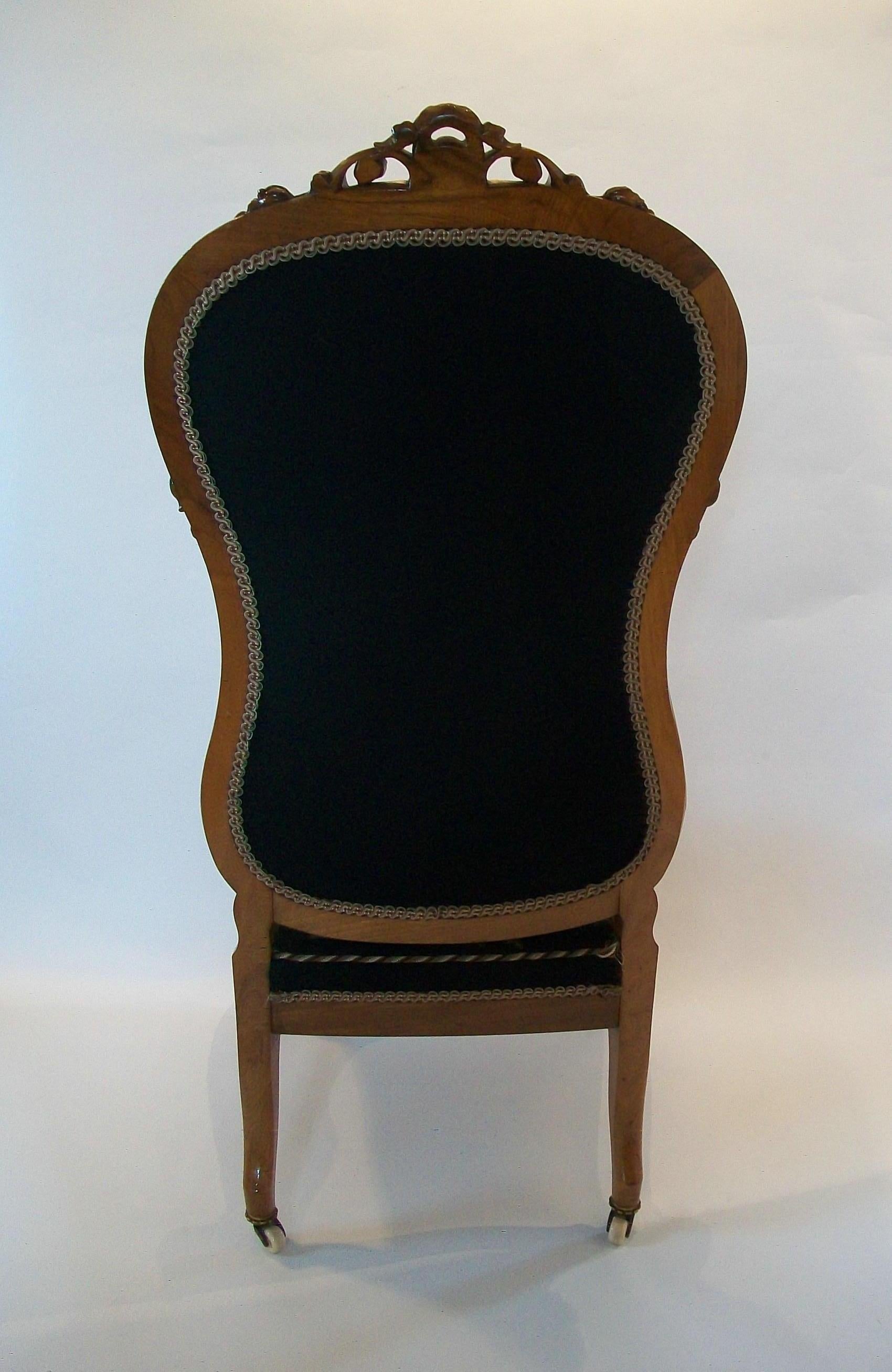 Hand-Crafted Victorian Walnut & Needlepoint Nursing Chair, United Kingdom, Mid-19th Century For Sale