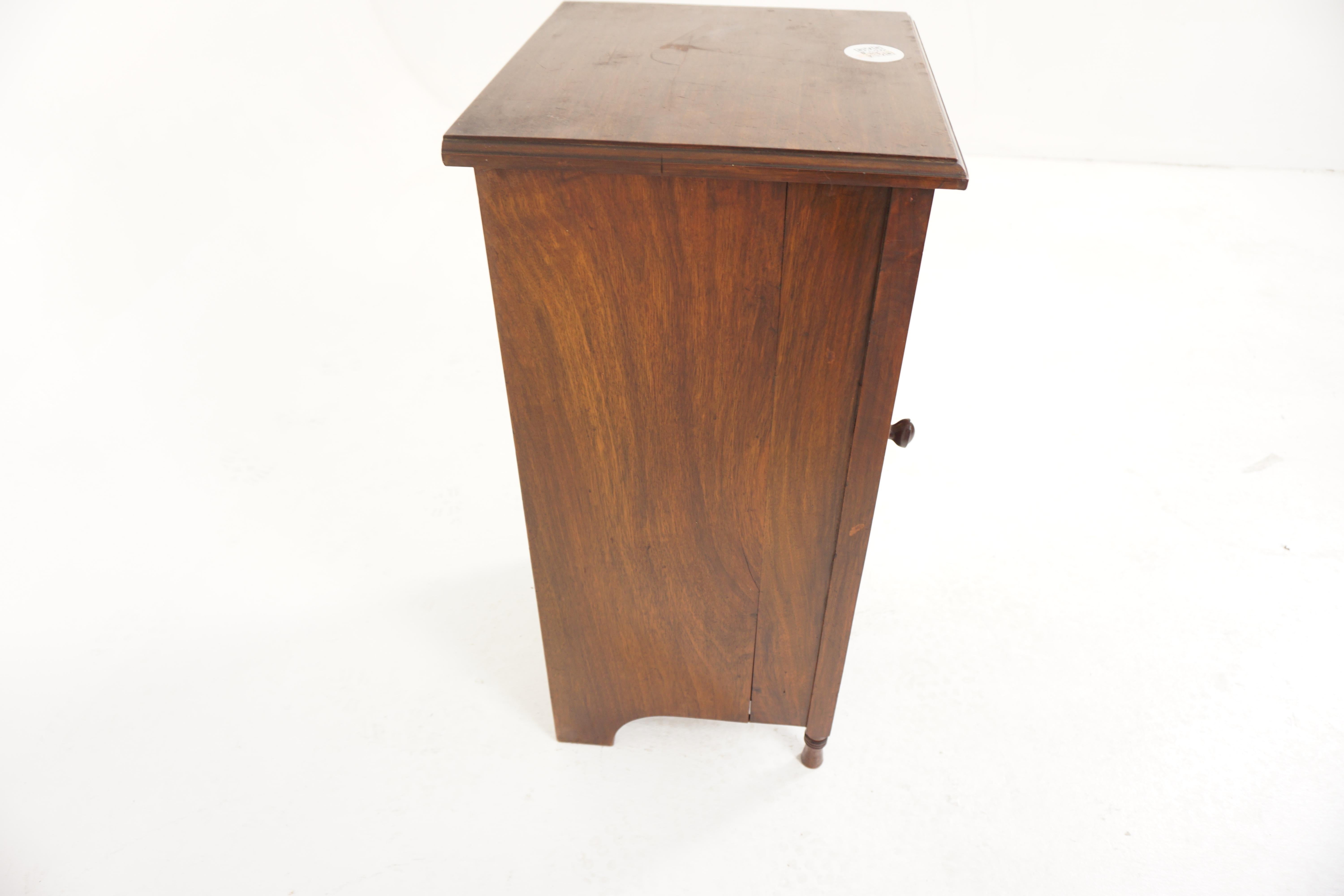 19th Century Victorian Walnut Nightstand Beside Cabinet, Lamp Table, Scotland 1880, H187