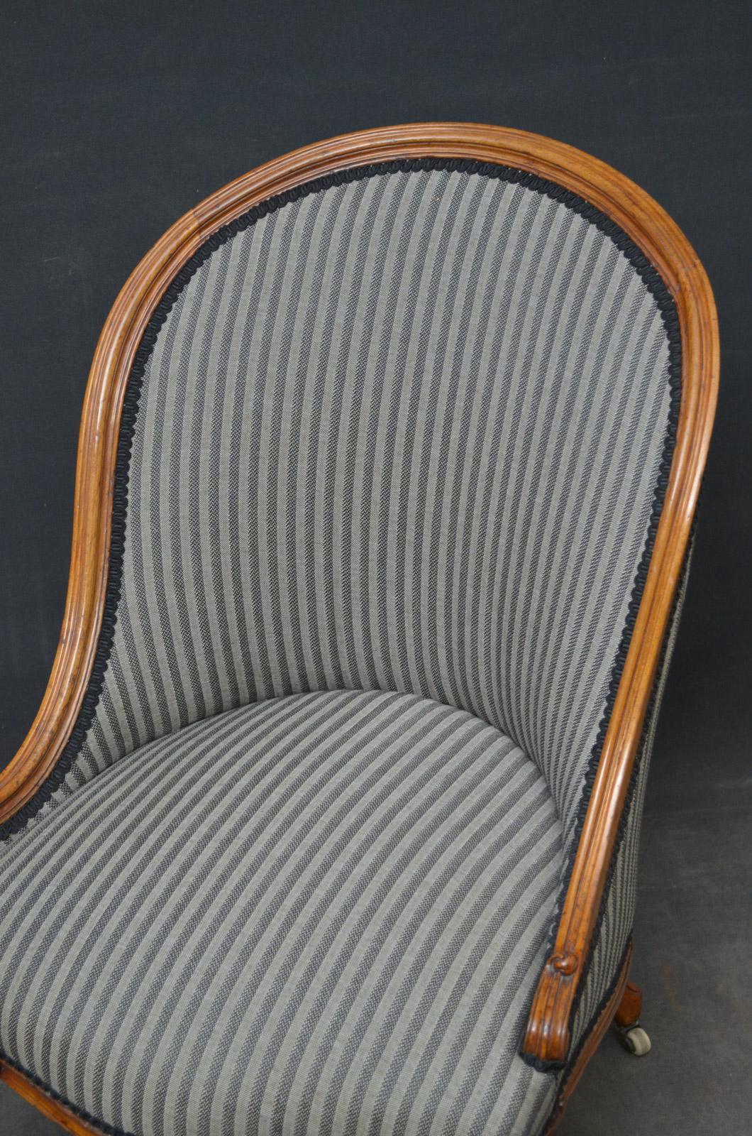 English Victorian Walnut Nursing Chair