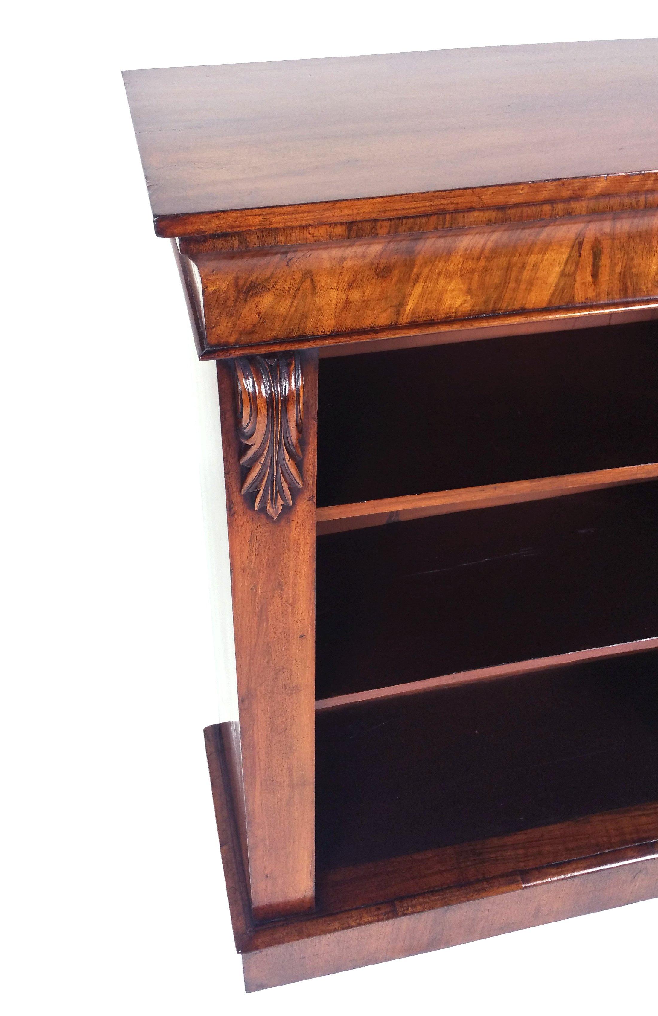 British Victorian Walnut Open Bookcase