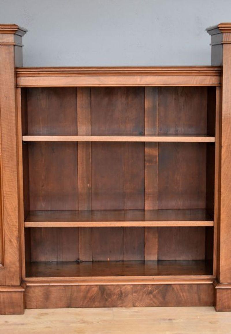 English Victorian Walnut Open Bookcase For Sale