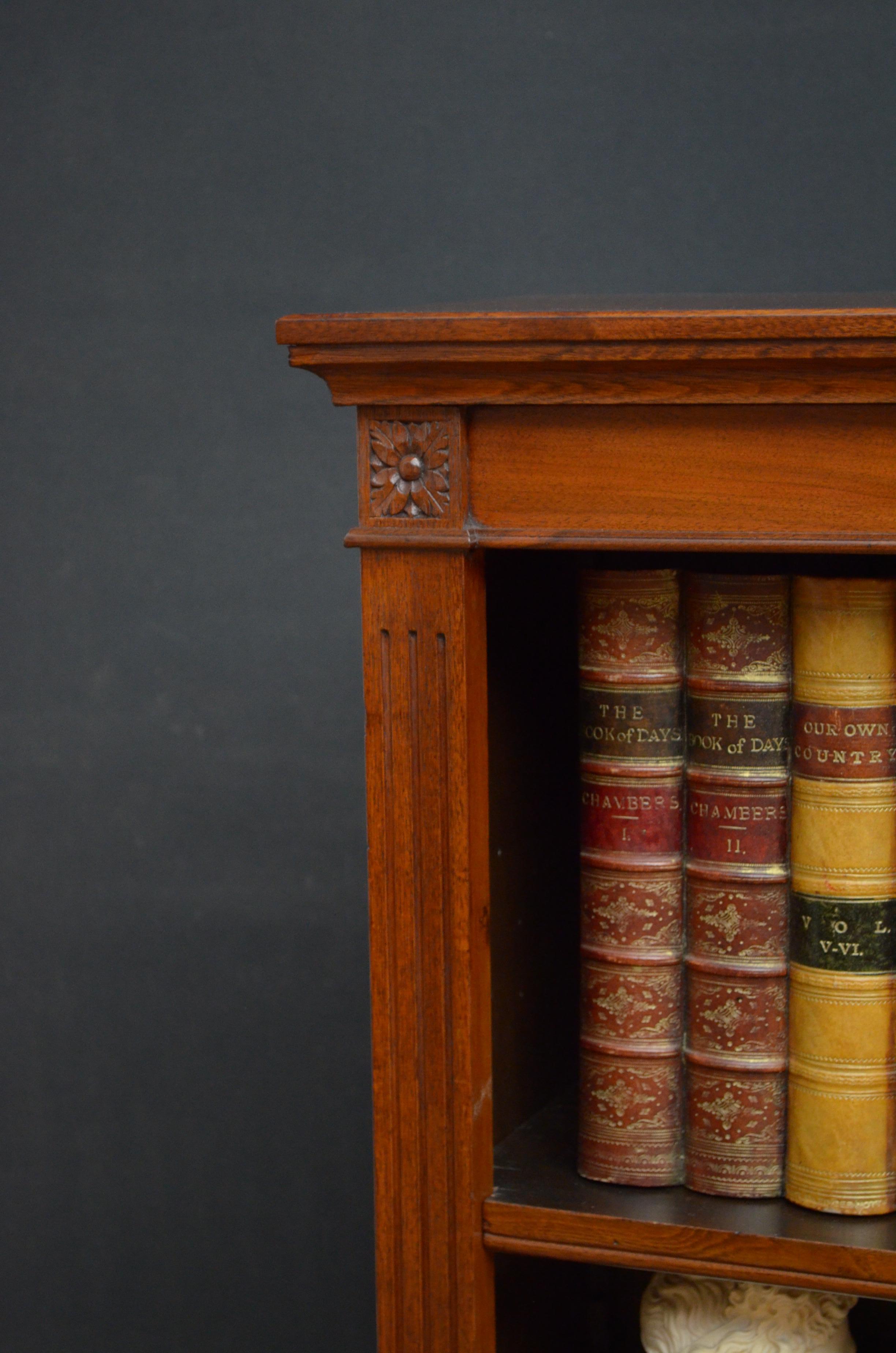 English Victorian Walnut Open Bookcase