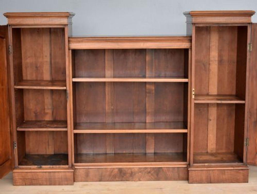 19th Century Victorian Walnut Open Bookcase For Sale