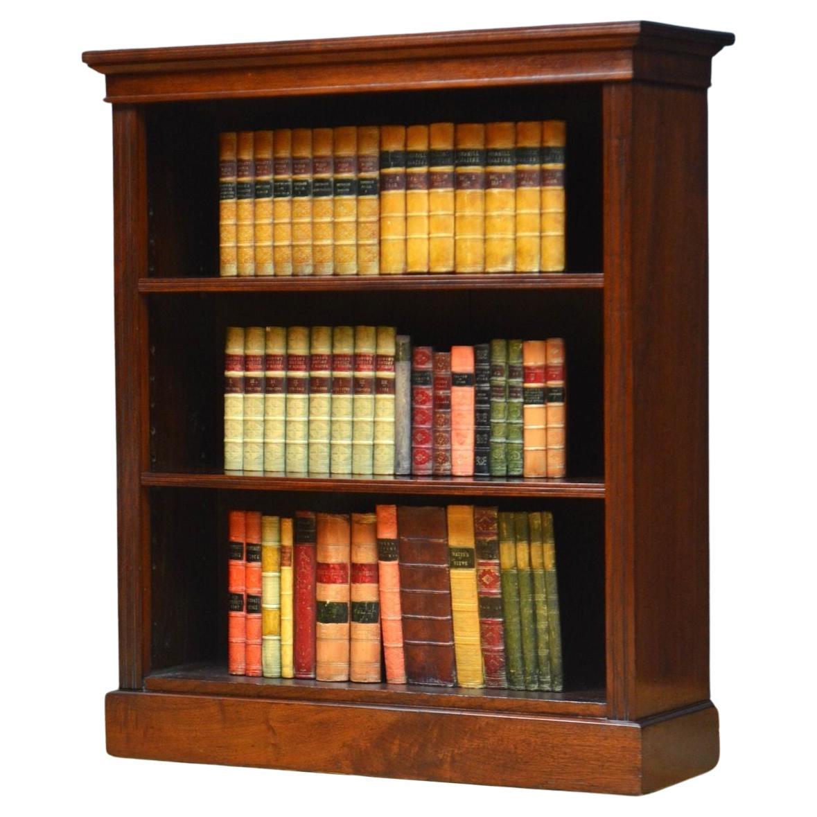 Victorian Walnut Open Bookcase of Narrow Proportions