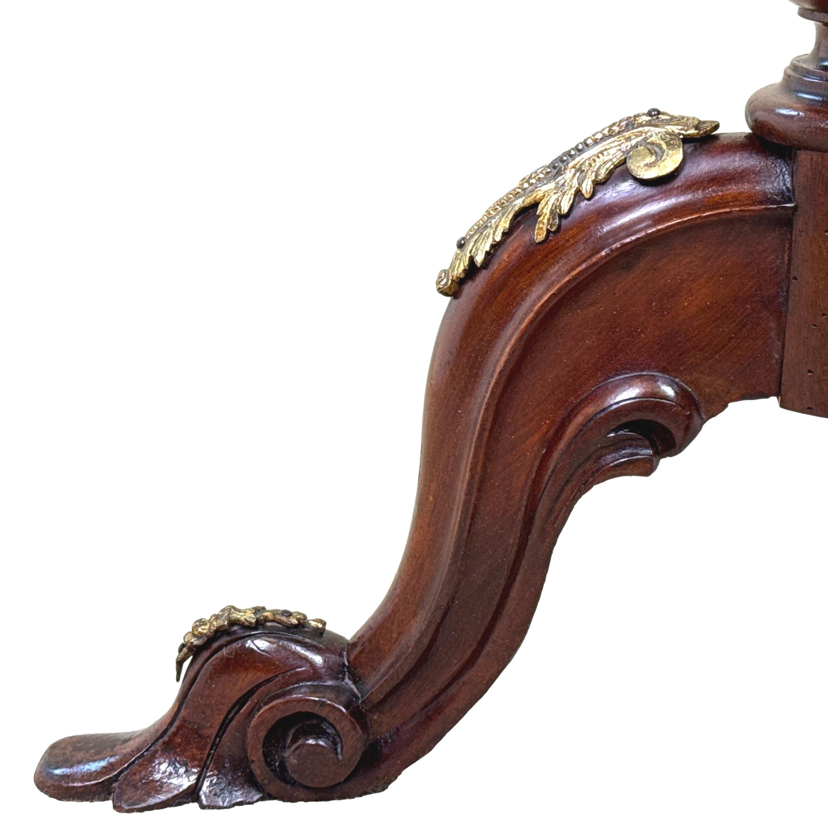English Victorian Walnut, Ormolu And Marquetry Circular Lamp Table For Sale