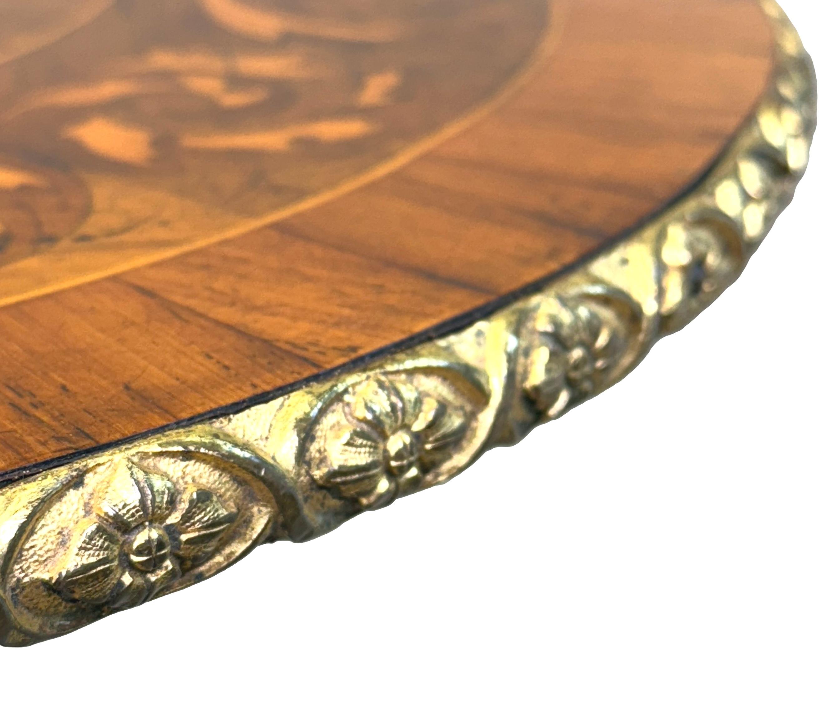 Victorian Walnut, Ormolu And Marquetry Circular Lamp Table For Sale 1