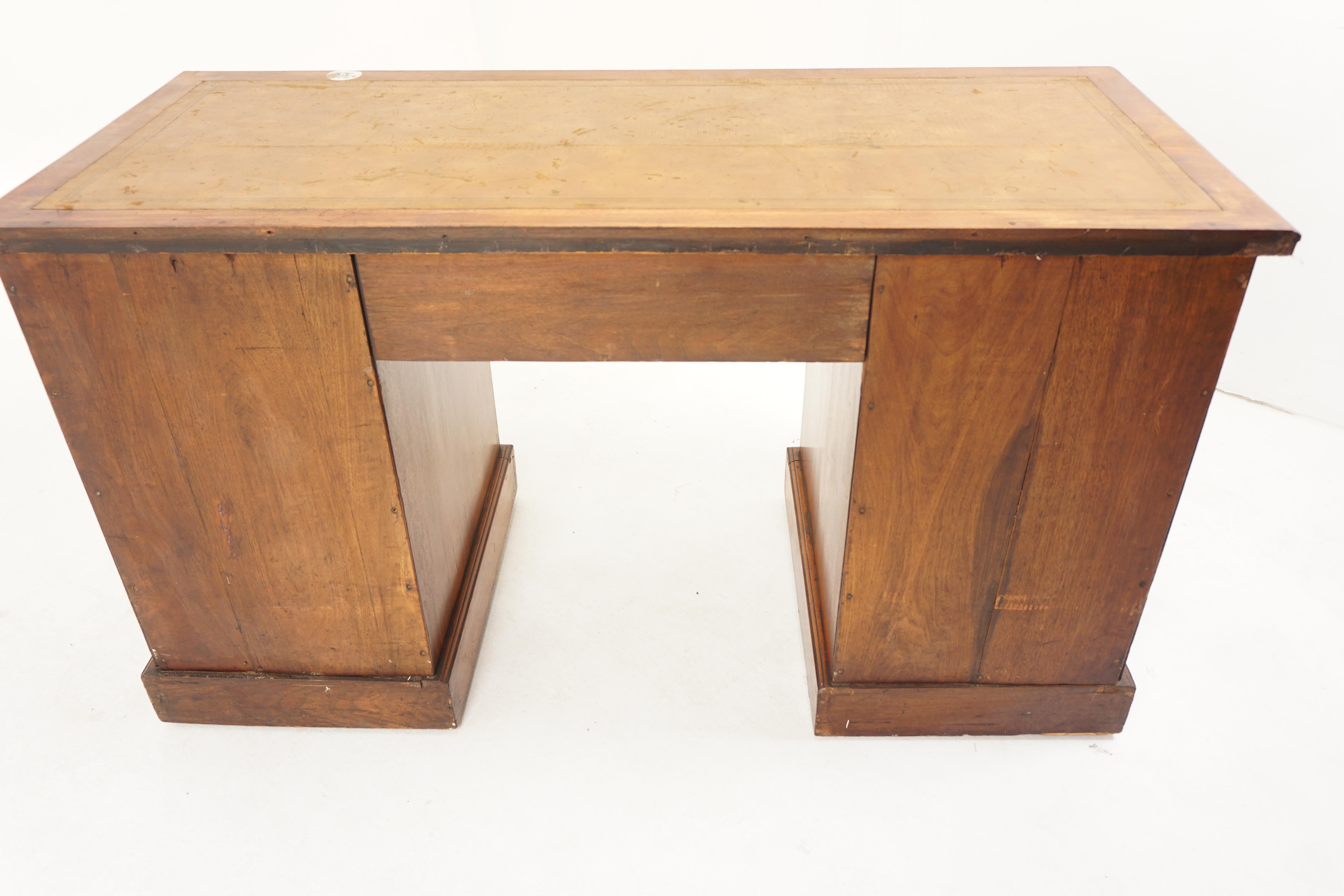 Victorian Walnut Pedestal Desk, Writing Table, Scotland 1880, H022 5
