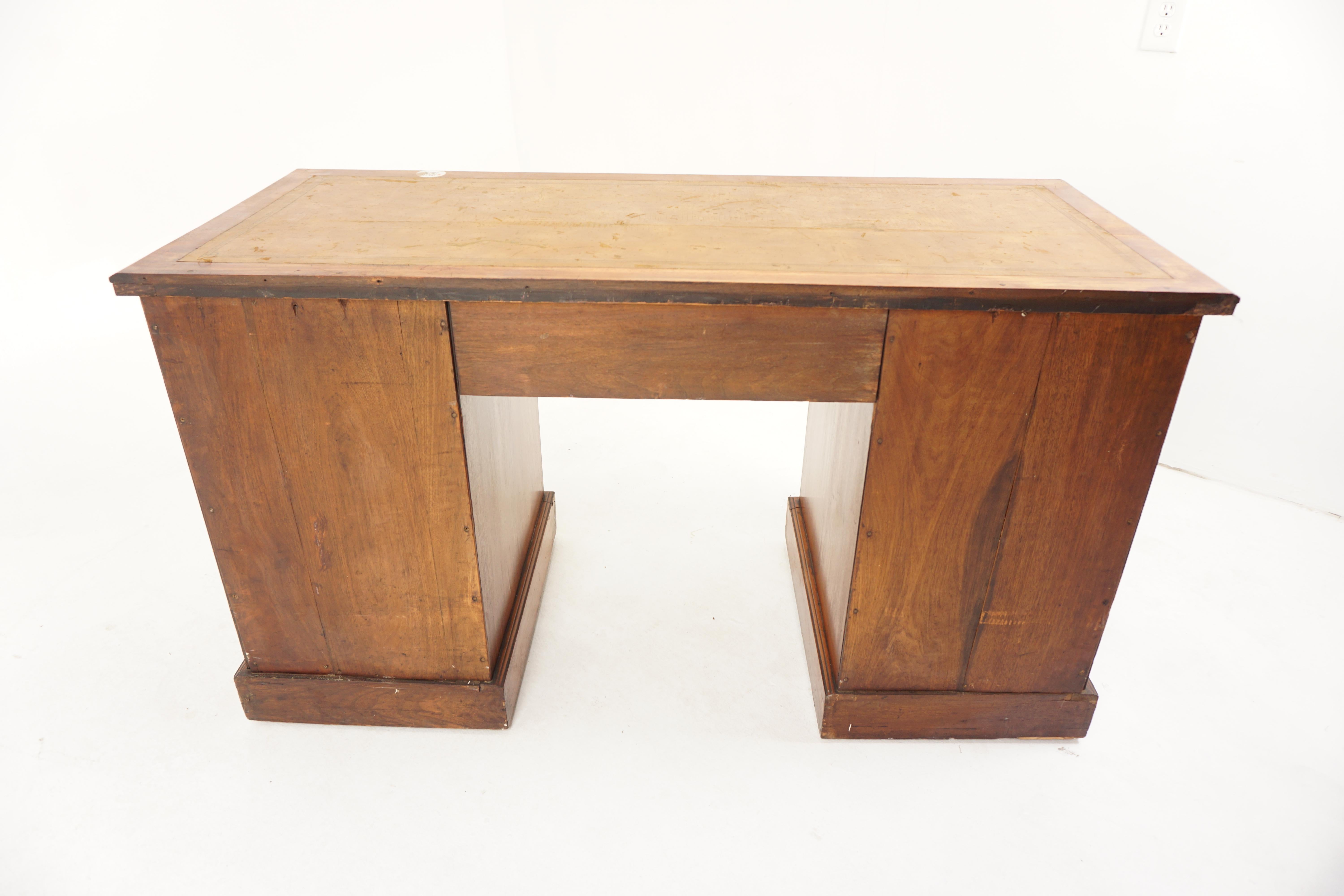 Victorian Walnut Pedestal Desk, Writing Table, Scotland 1880, H022 6
