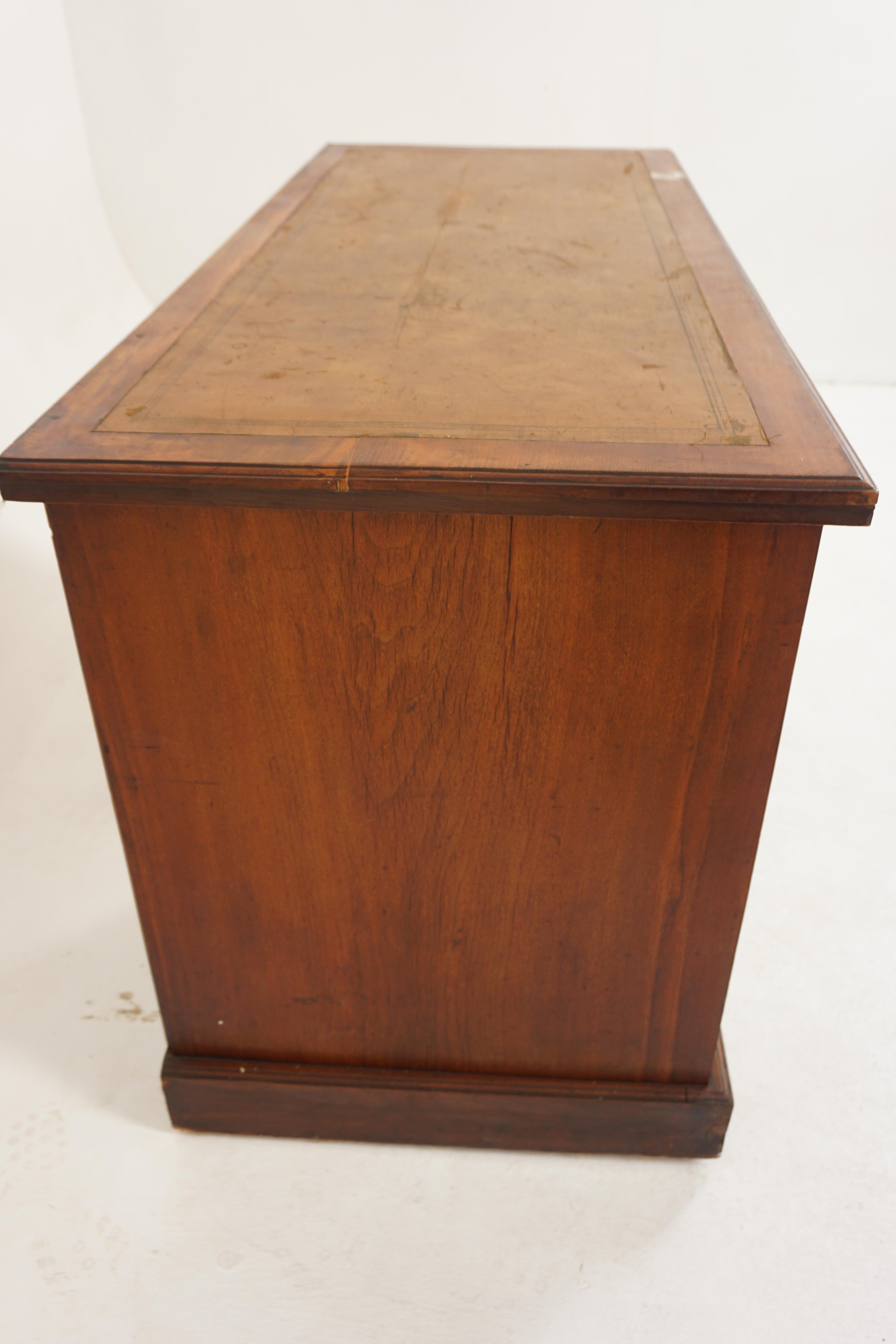 Victorian Walnut Pedestal Desk, Writing Table, Scotland 1880, H022 4