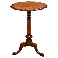 Antique Victorian Walnut Pedestal Side Table Pillar Occasional Table