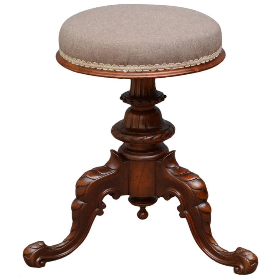 Victorian Walnut Piano Stool