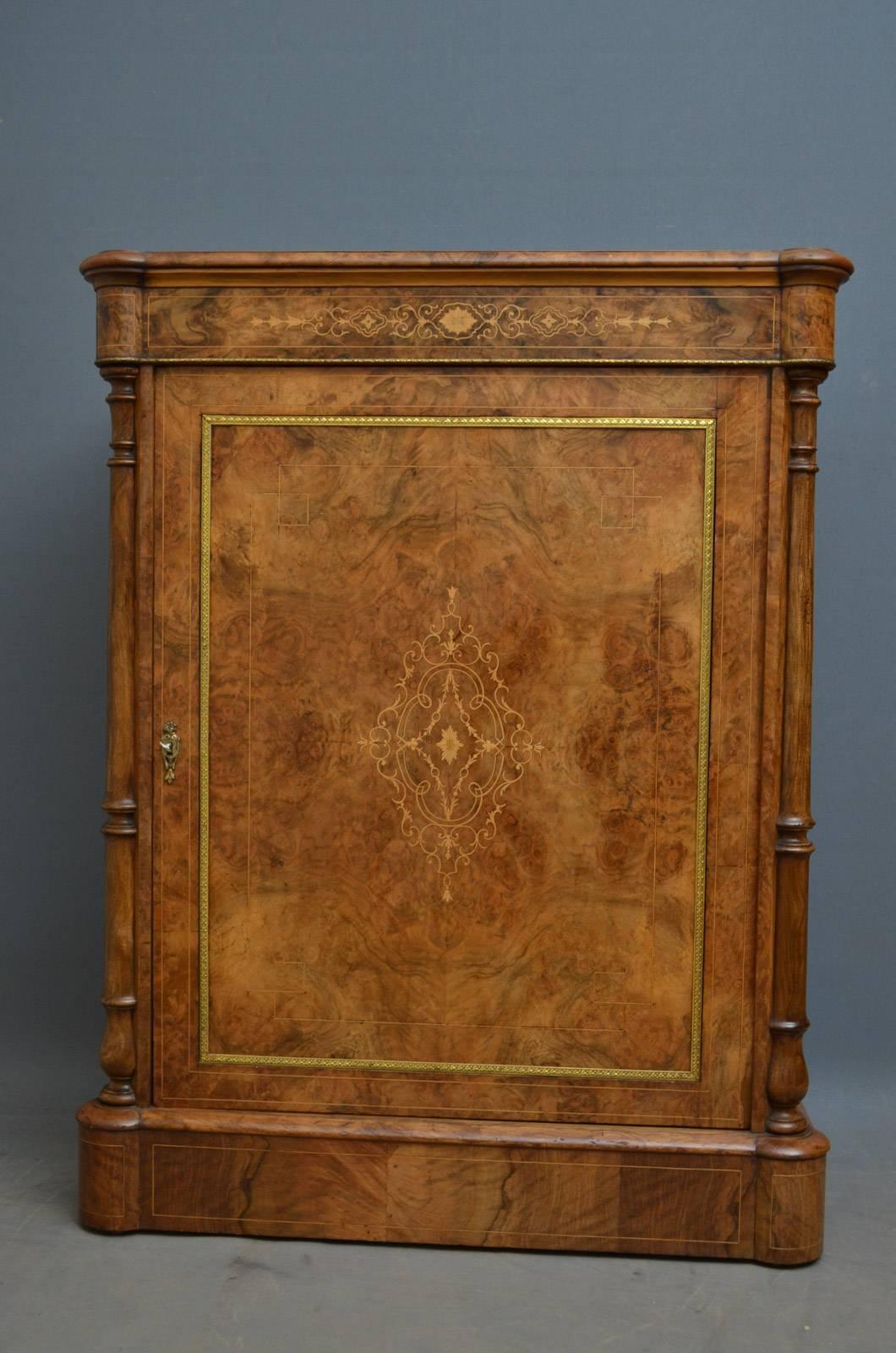 Late 19th Century Victorian Walnut Pier Cabinet, Side Cabinet