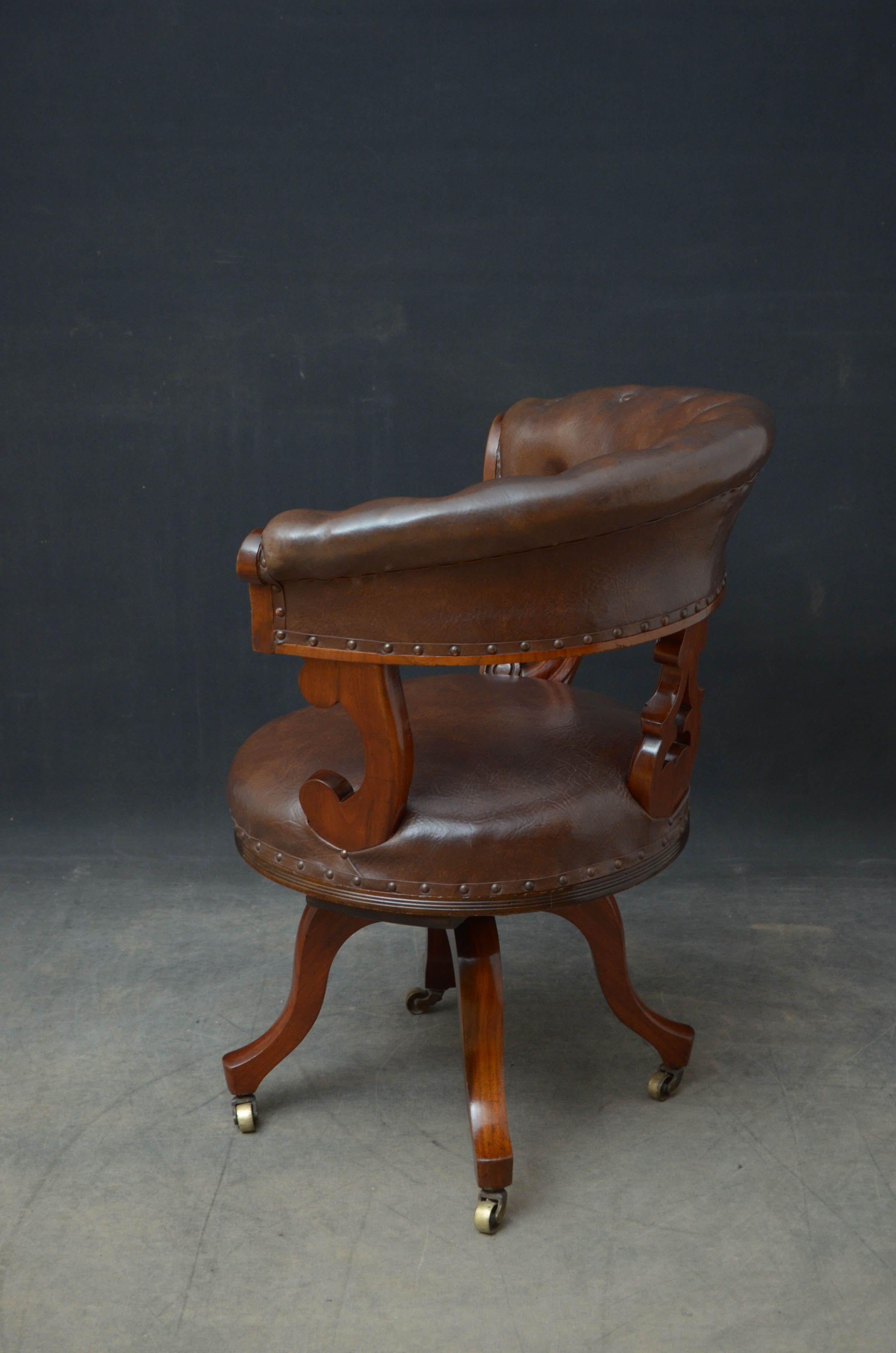 Victorian Walnut Revolving Desk Chair 6