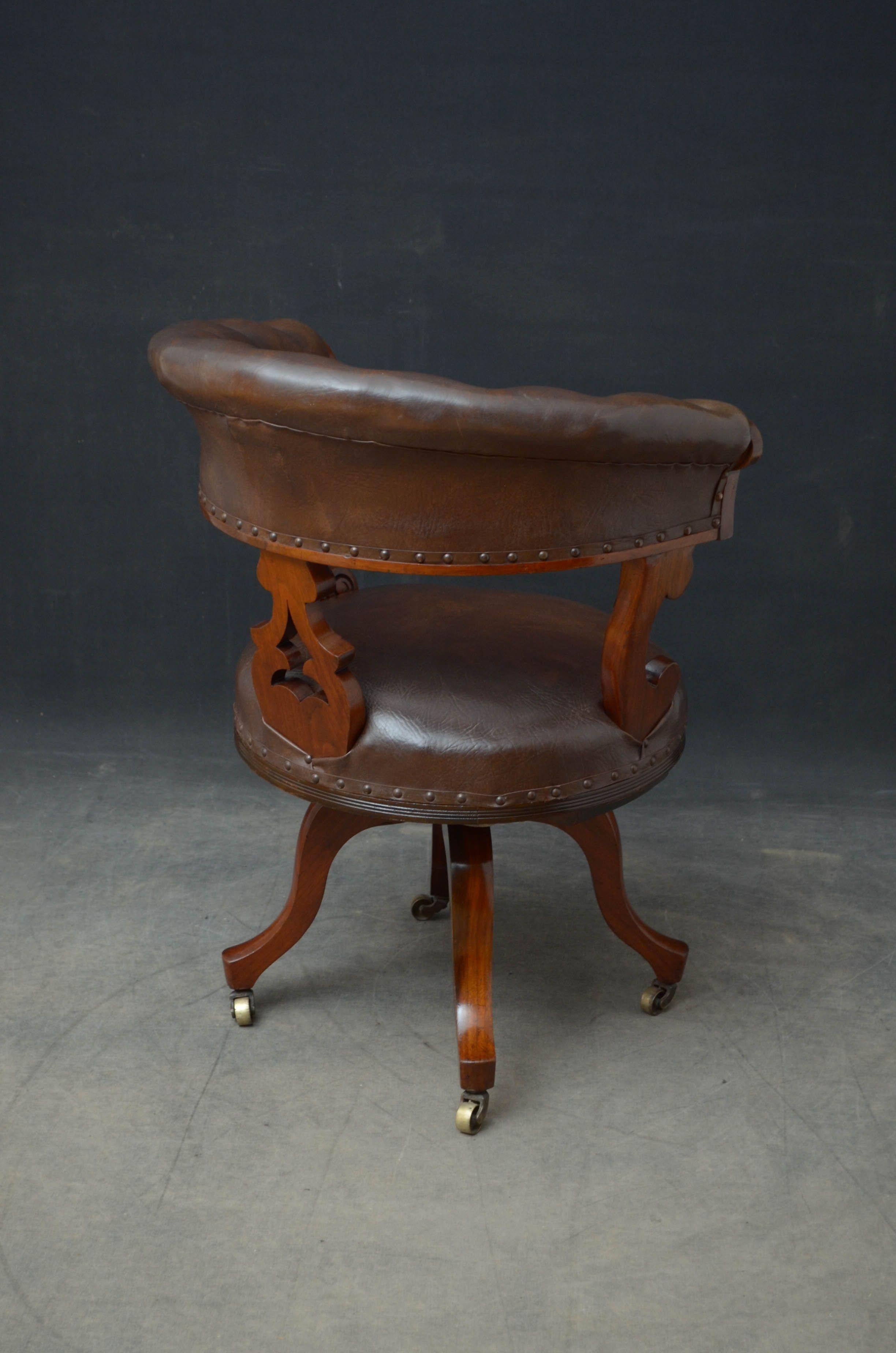 Victorian Walnut Revolving Desk Chair 7