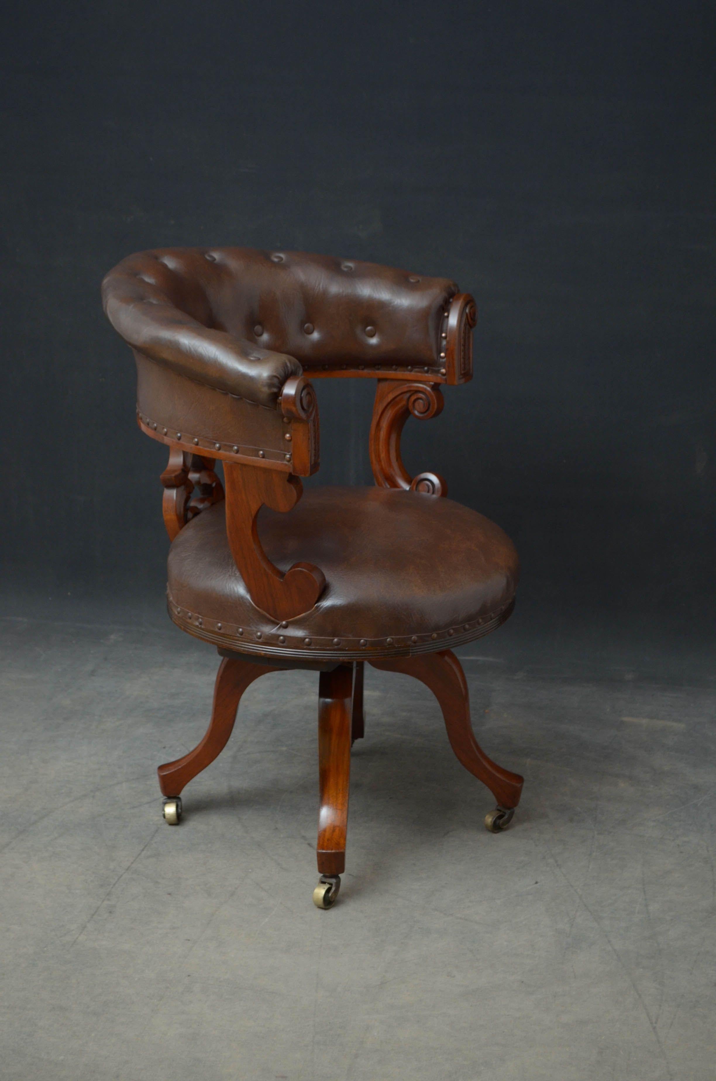 Victorian Walnut Revolving Desk Chair 8