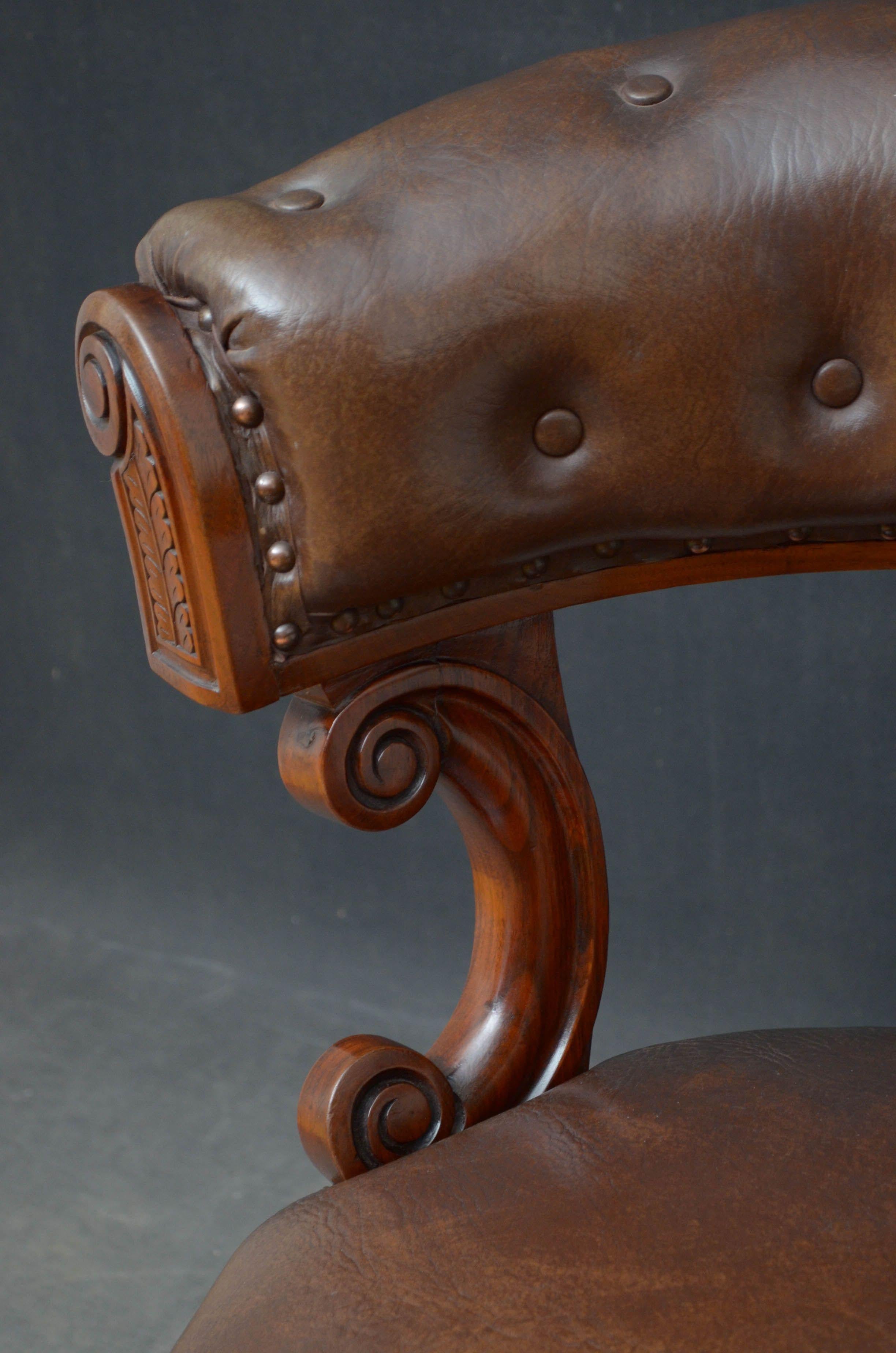 Victorian Walnut Revolving Desk Chair 2