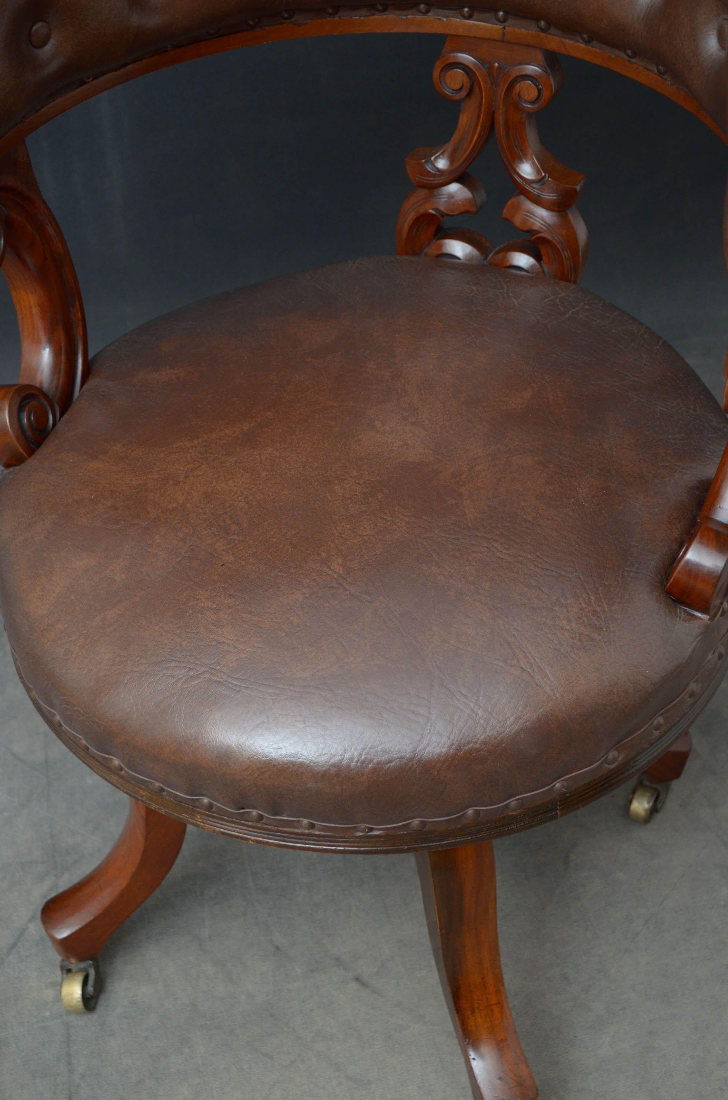 Victorian Walnut Revolving Desk Chair 3