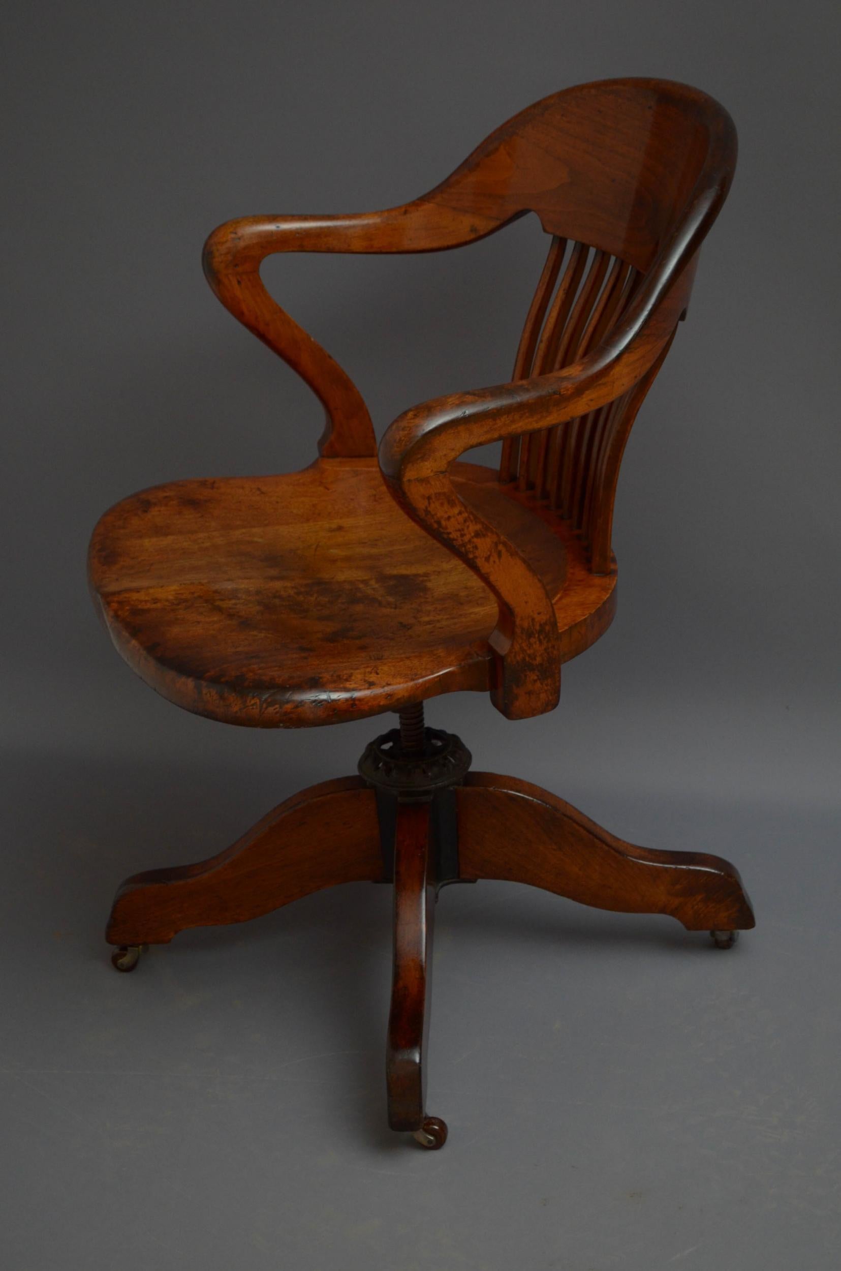 Victorian Walnut Revolving Office Chair 6