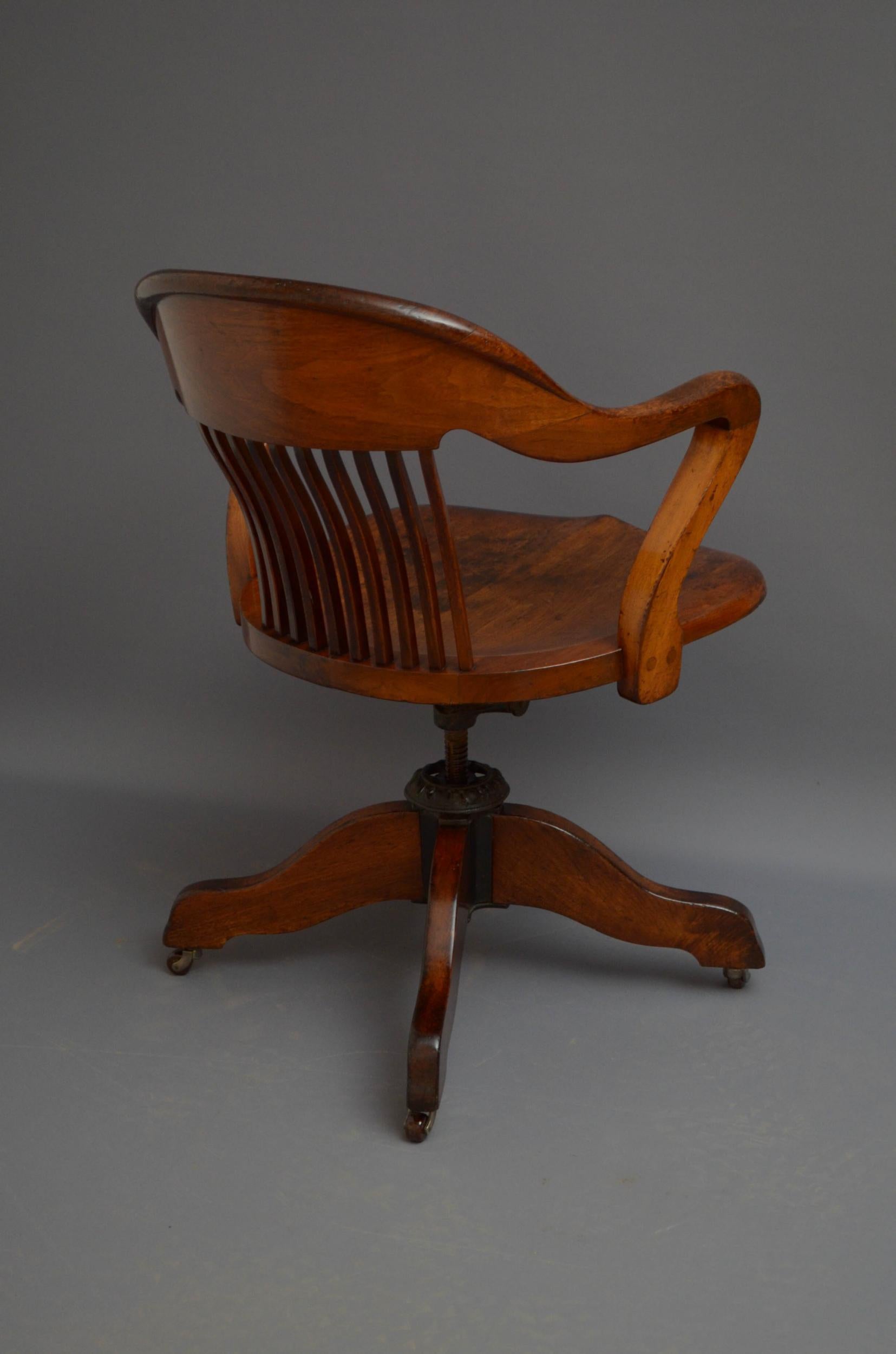 Victorian Walnut Revolving Office Chair 7