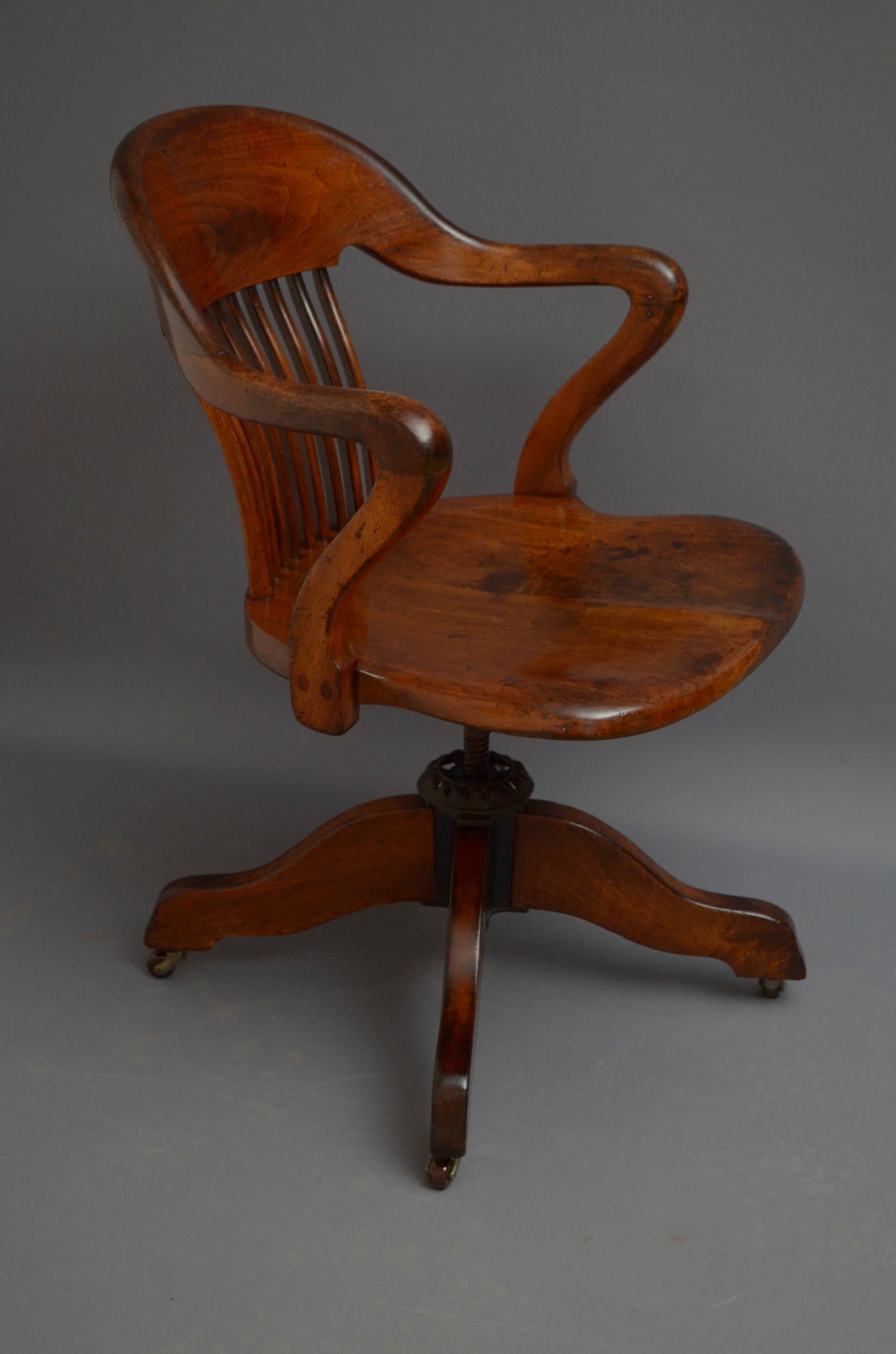 Victorian Walnut Revolving Office Chair 8
