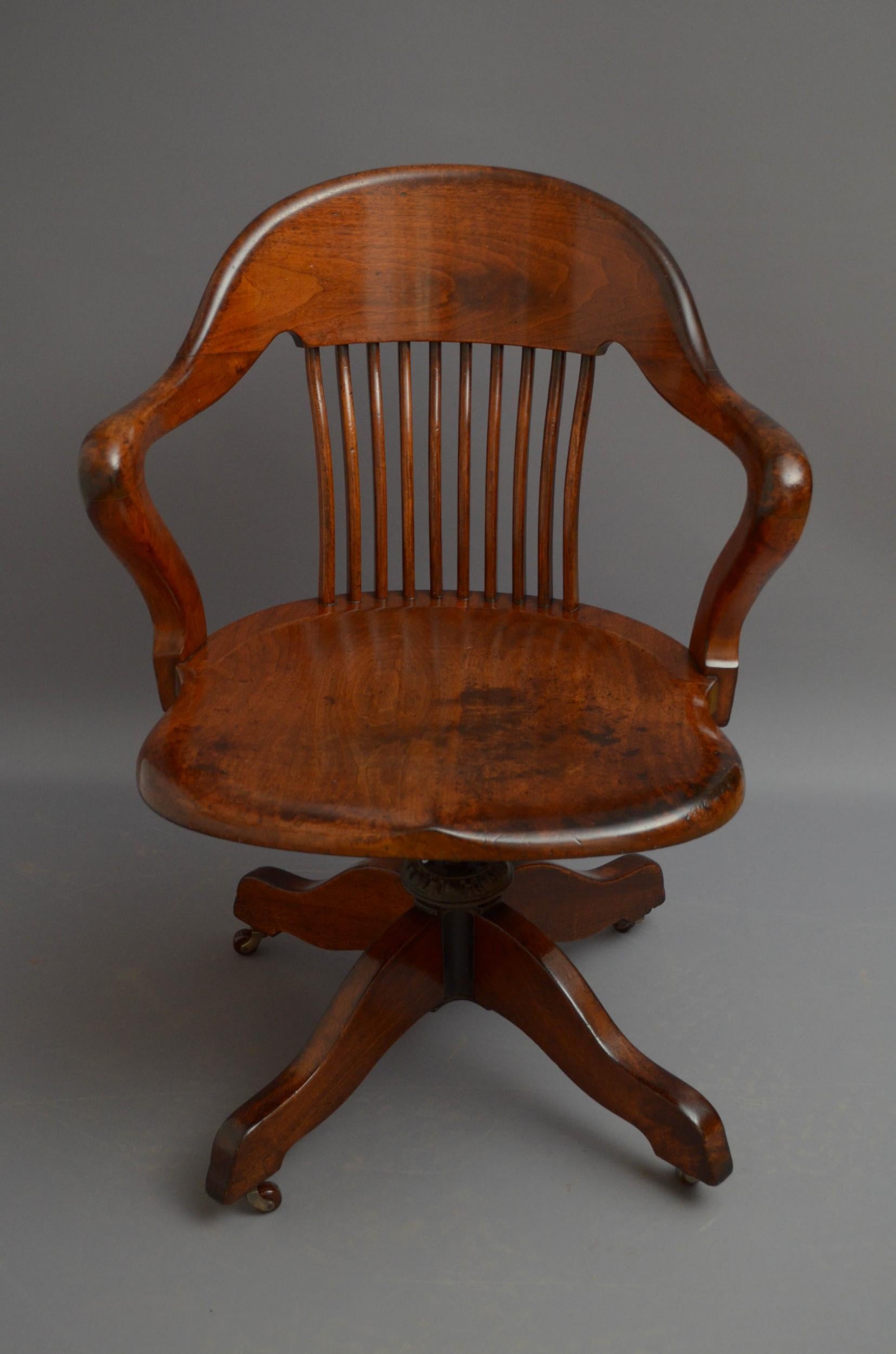 British Victorian Walnut Revolving Office Chair