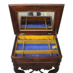 Victorian Walnut & Rosewood 2 Drawer Lift Top Sewing Stand c1890