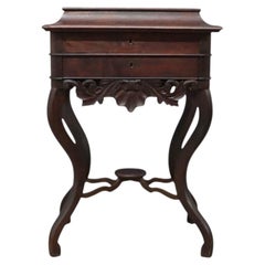 Victorian Walnut & Rosewood 2 Drawer Lift Top Sewing Stand c1890