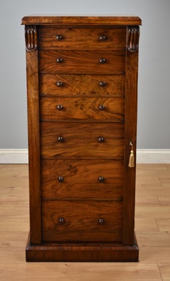 Victorian Walnut Secretaire Wellington Chest