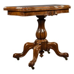 Victorian Walnut Serpentine Card Table