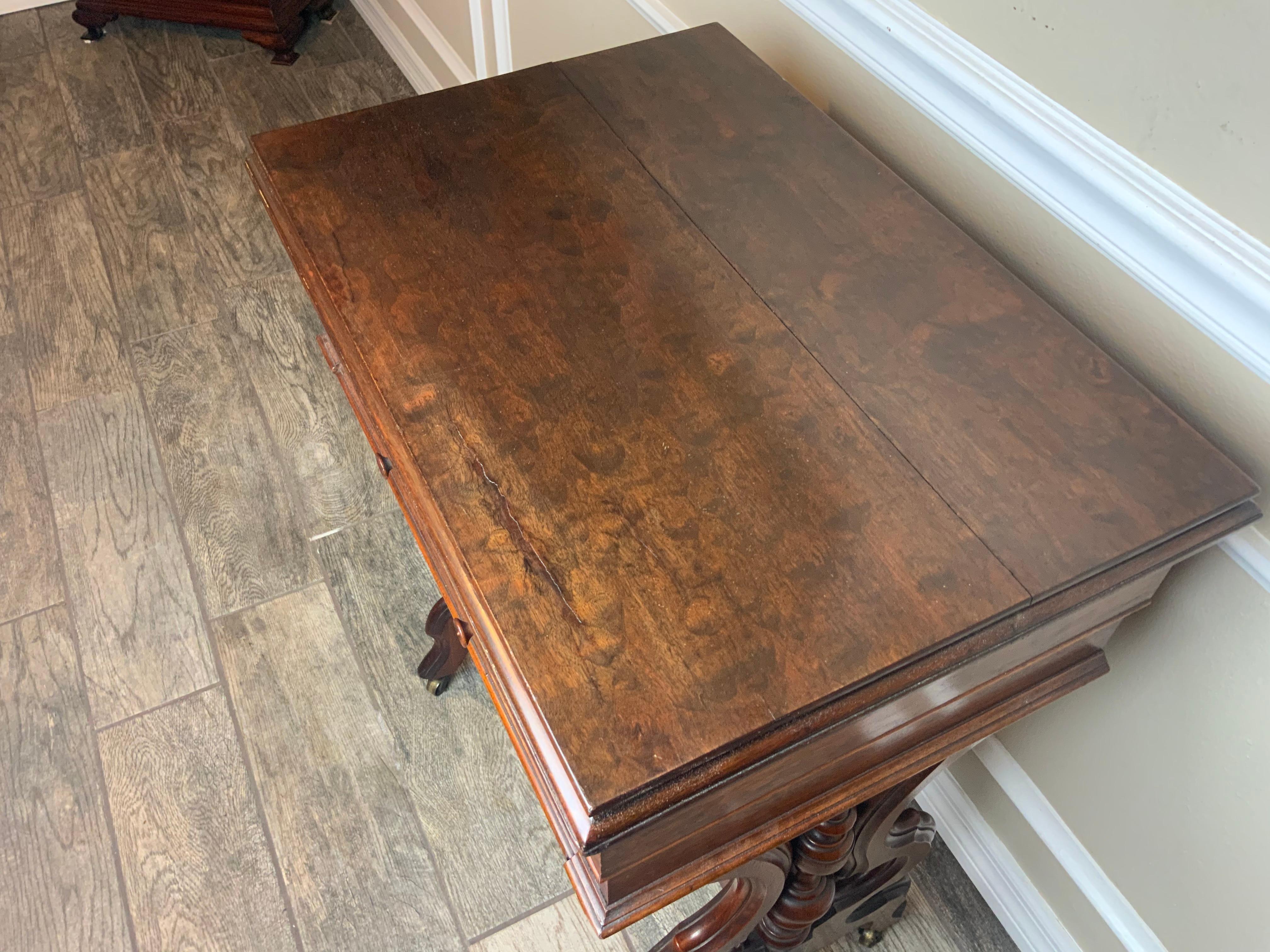 Victorian Walnut Sewing Table For Sale 7