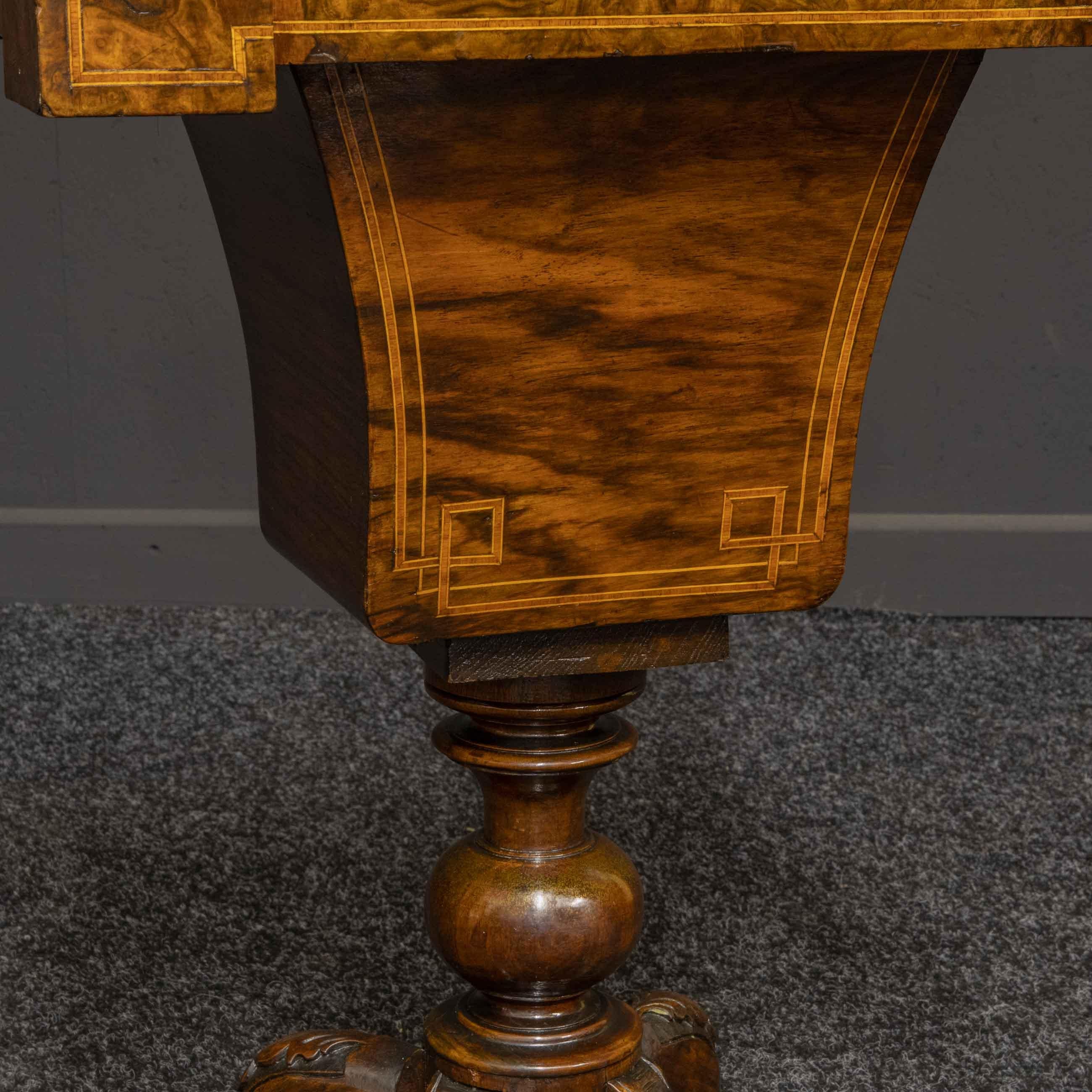 British Victorian Walnut Sewing Table