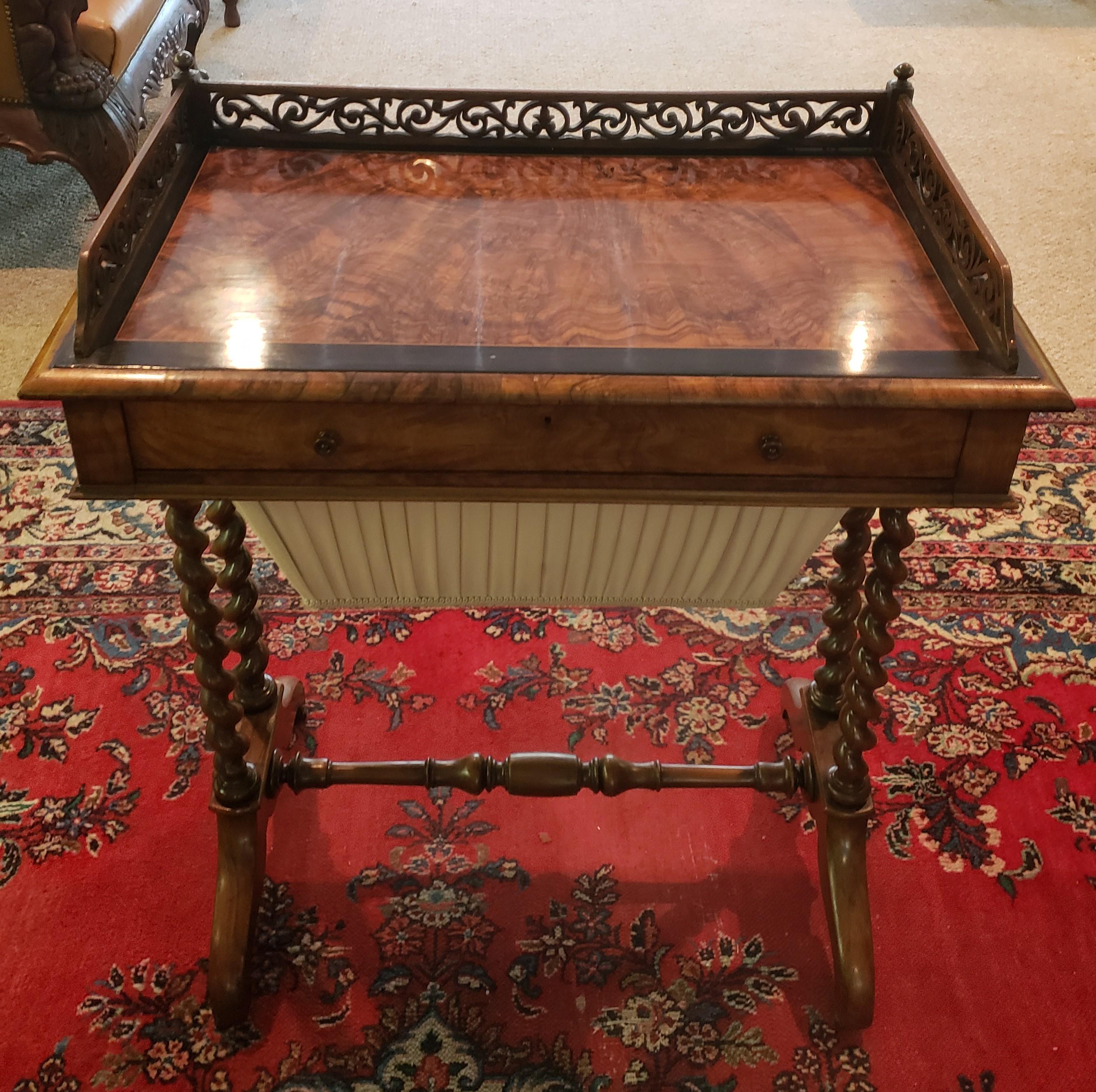 Ebonized Victorian Walnut Sewing Table For Sale