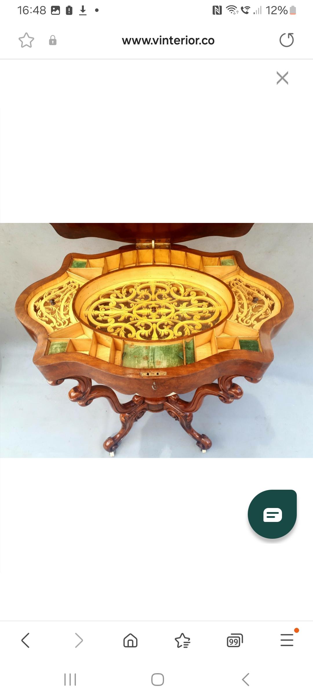 Table à couture victorienne en noyer Bon état - En vente à Staffordshire, GB