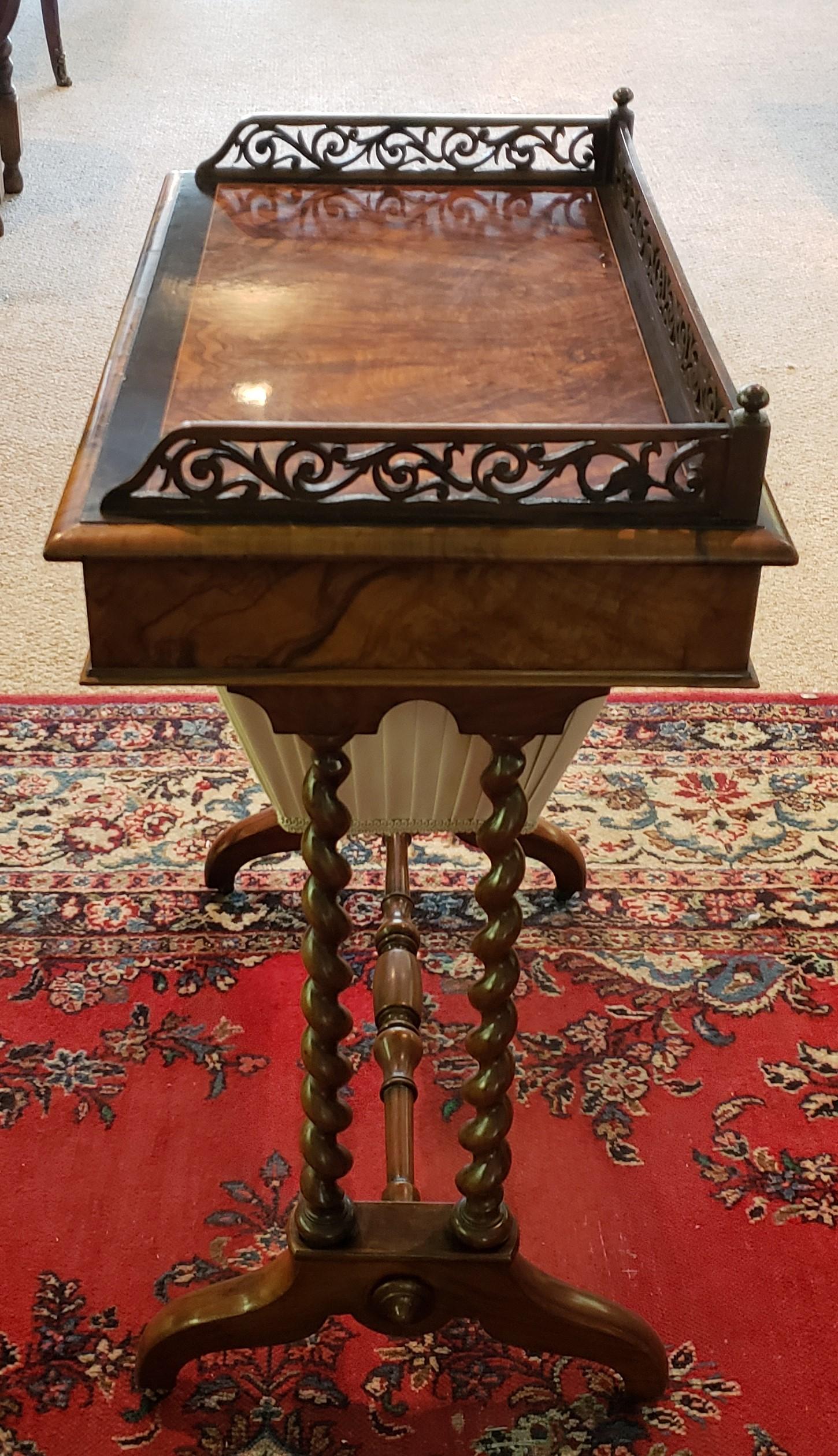 Victorian Walnut Sewing Table For Sale 2