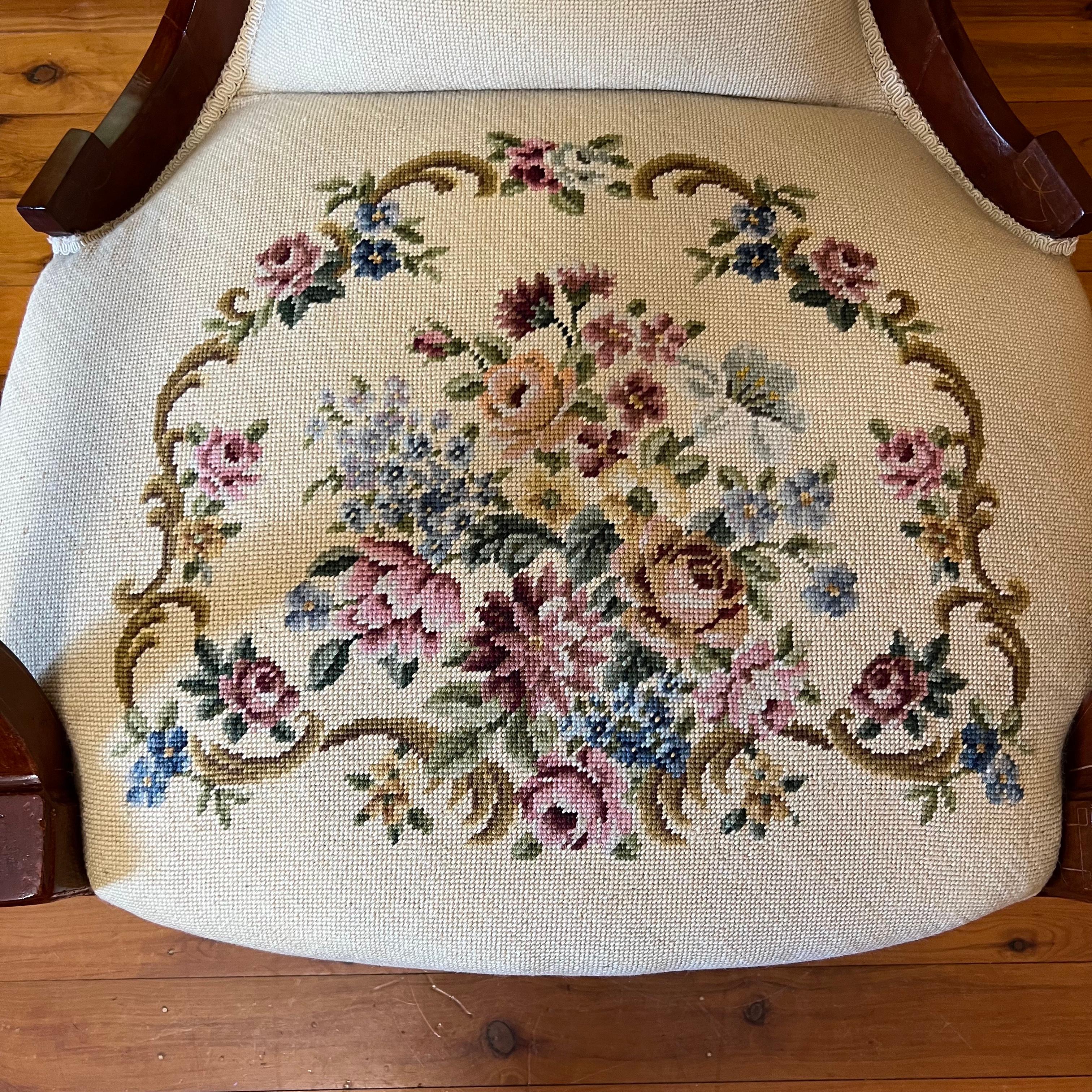 Victorian Walnut Tapestry Armchair For Sale 2