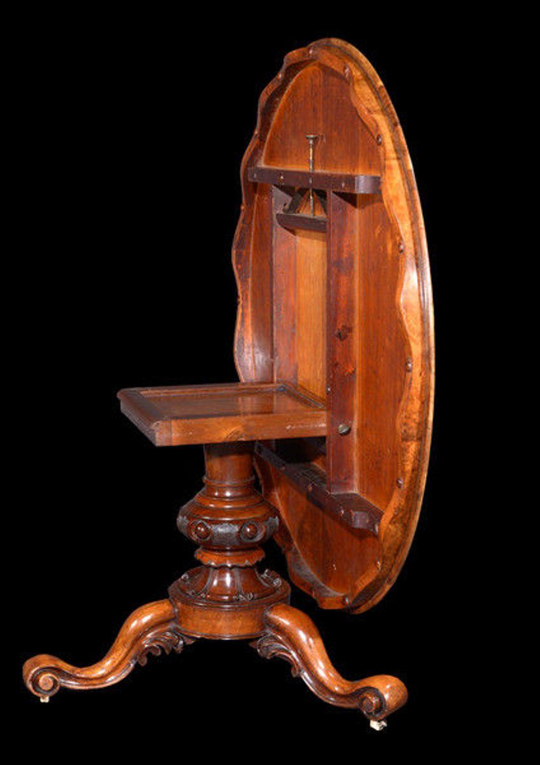 English Victorian Walnut Tilt-Top Circular Table