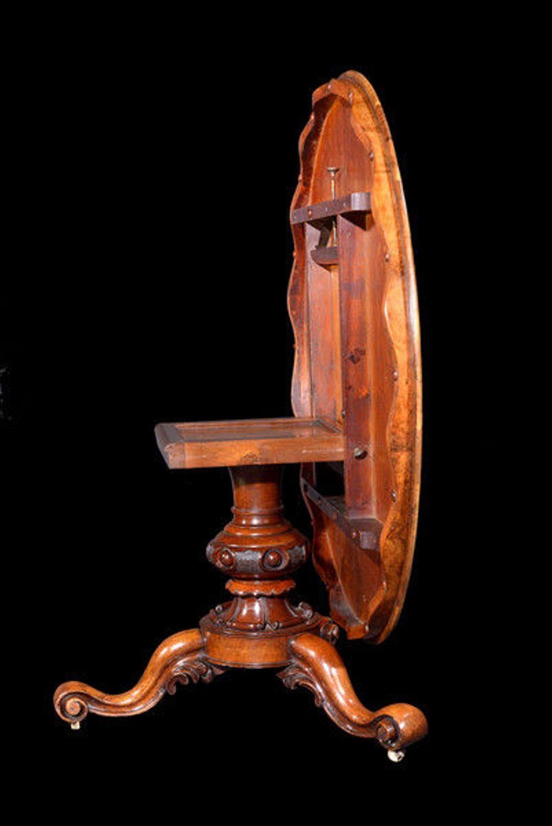 19th Century Victorian Walnut Tilt-Top Circular Table
