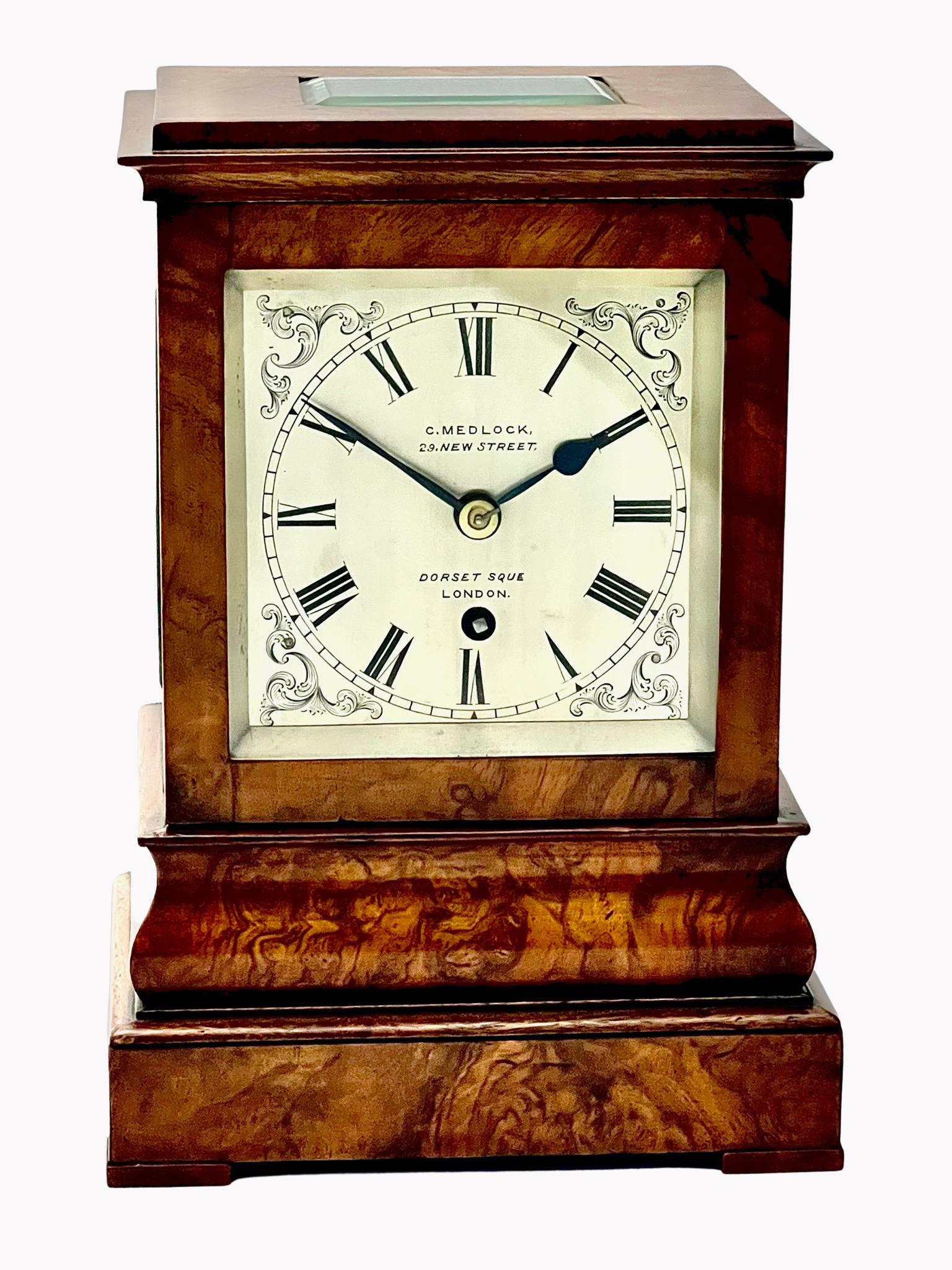 Victorian Walnut Timepiece Library Clock 6