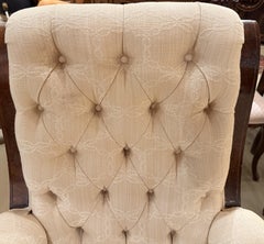 Victorian Walnut Upholstered Arm Chair with Wonderful Carved Dog Head Arms