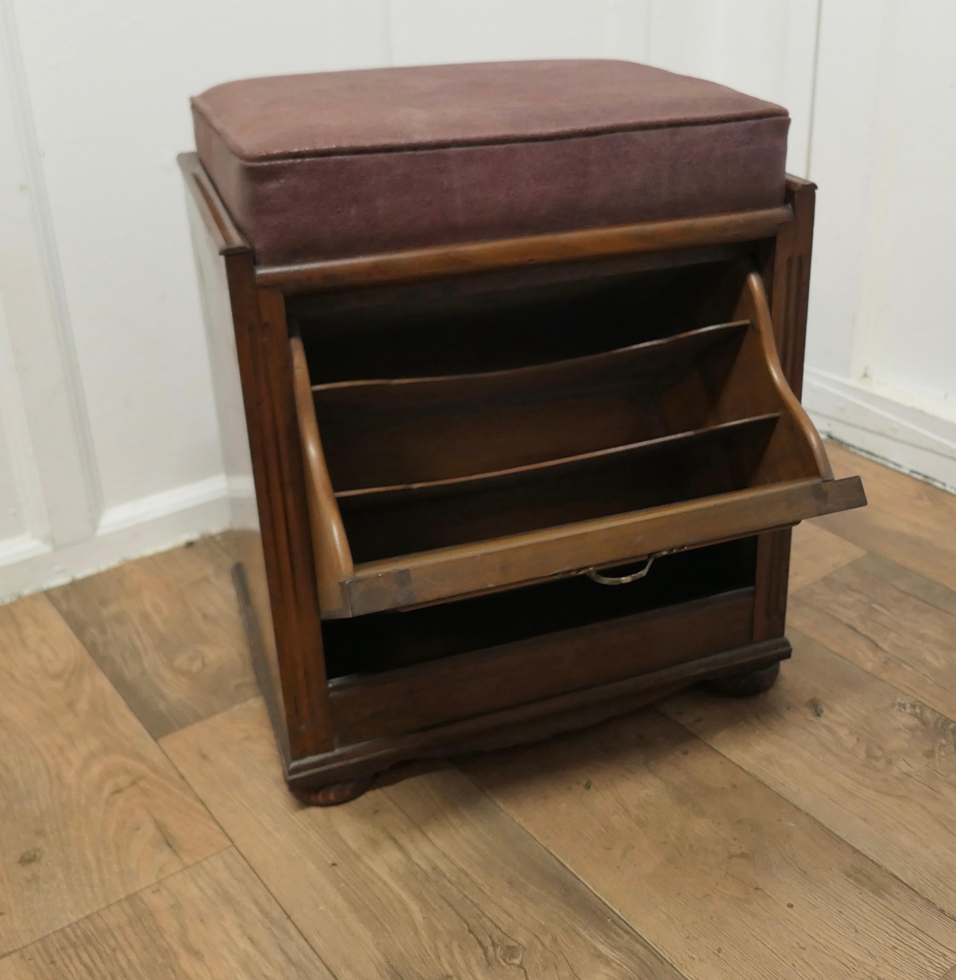 Victorian Walnut Upholstered Fall Front Piano Stool  A lovely looking piece  For Sale 1