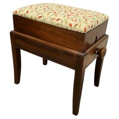 Victorian Walnut Upholstered Rising Piano Stool