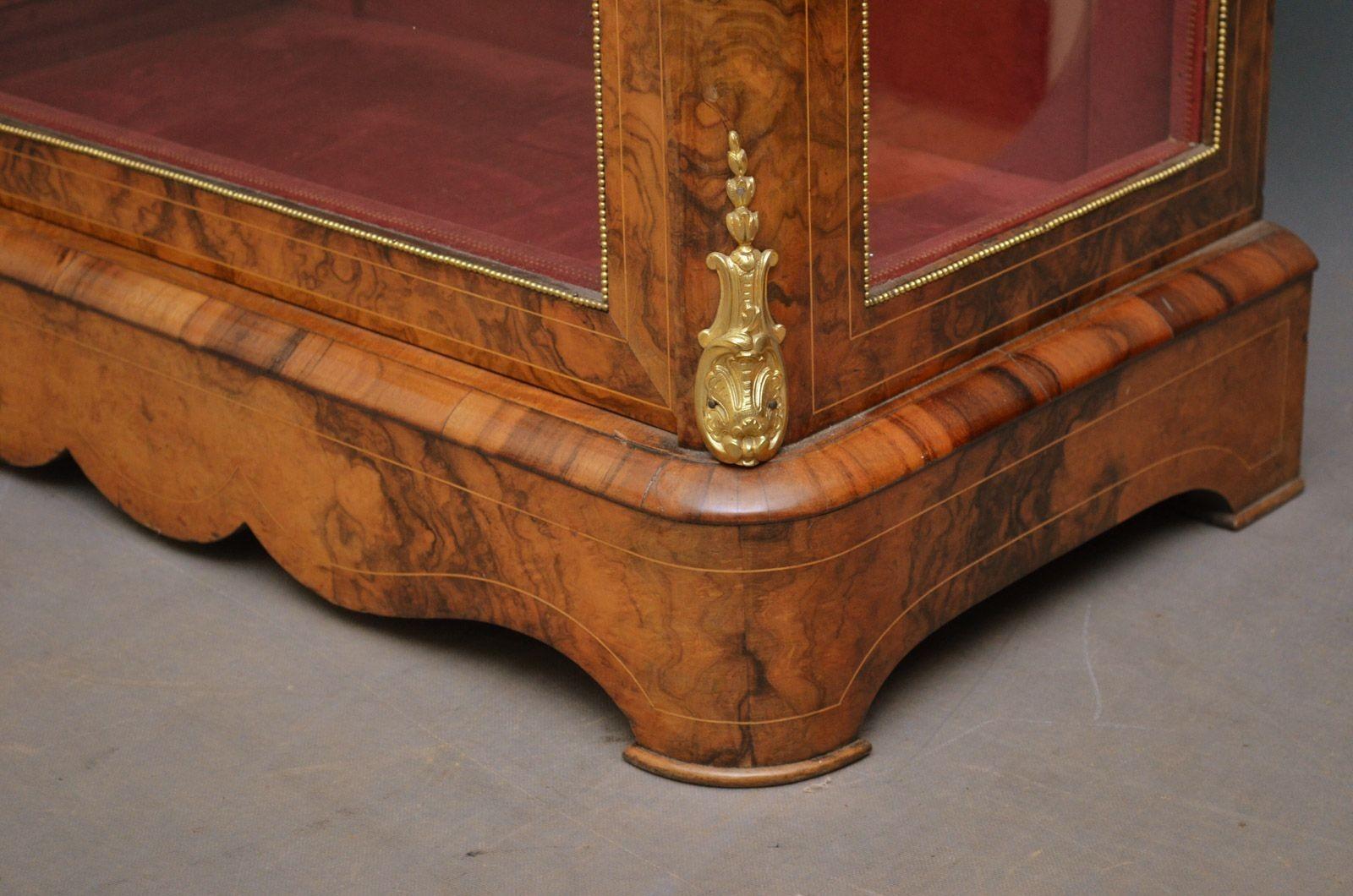 Victorian Walnut Vitrine For Sale 5