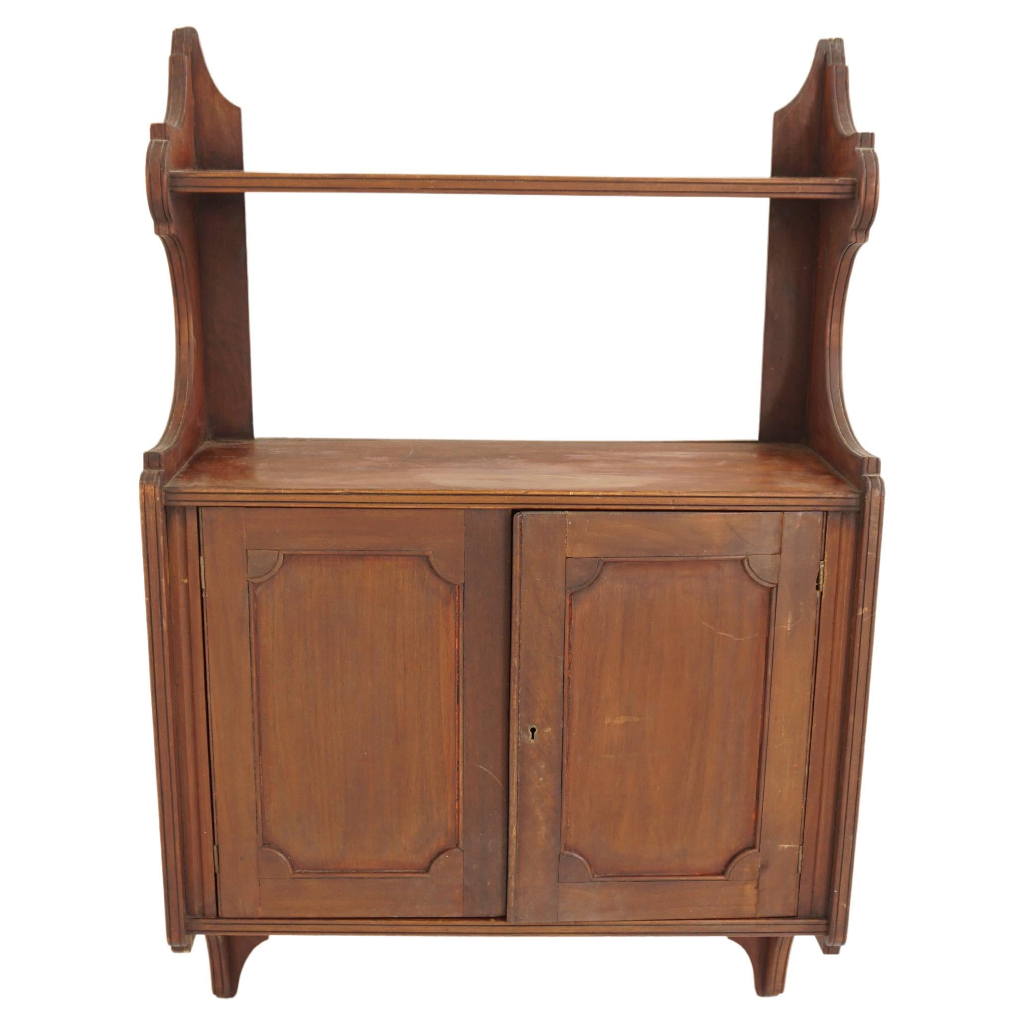 Victorian Walnut Wall Mounted Hanging Display Cabinet, Scotland 1890, H084 For Sale