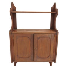 Used Victorian Walnut Wall Mounted Hanging Display Cabinet, Scotland 1890, H084