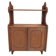 Vintage Victorian Walnut Wall Mounted Hanging Display Cabinet, Scotland 1890, H084