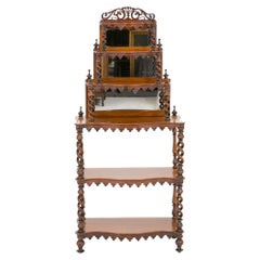 Victorian Walnut Whatnot Bookcase Barley Twist, 1860