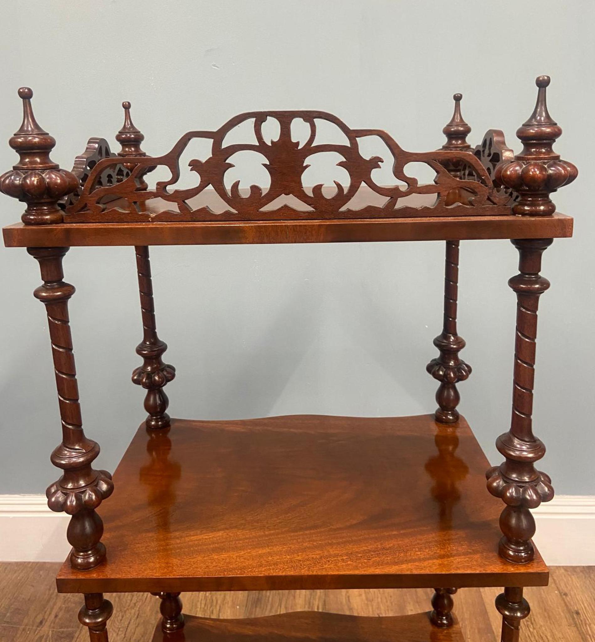 Victorian Walnut Whatnot Bookcase Shelf Unit 1880 Etagere For Sale 7