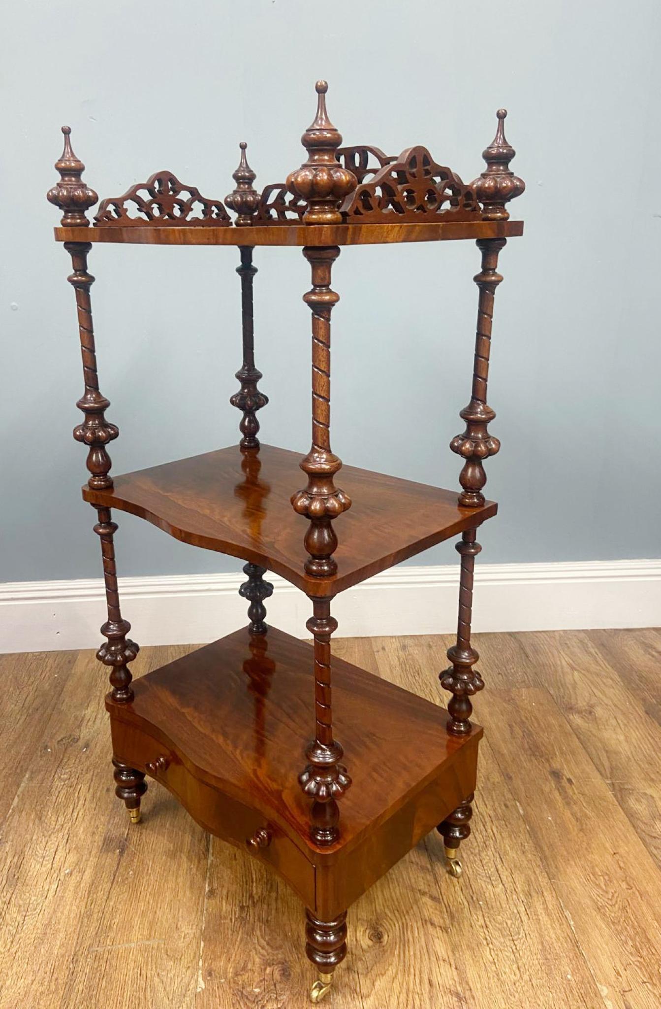 Victorian Walnut Whatnot Bookcase Shelf Unit 1880 Etagere For Sale 8